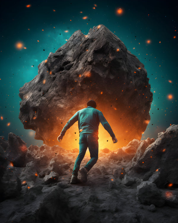 Vinyl Decal, Asteroid Impact Survival Thriller Art Print (5" x 7")