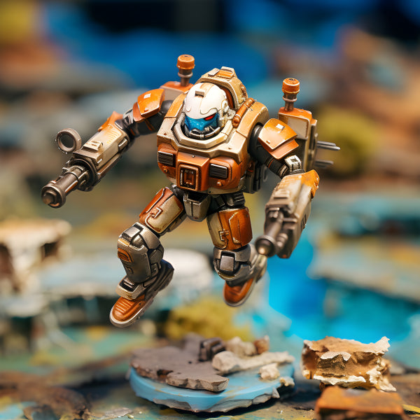 Vinyl Decal, Wargame Miniature Flying Mech Battlesuit (5" x 7")