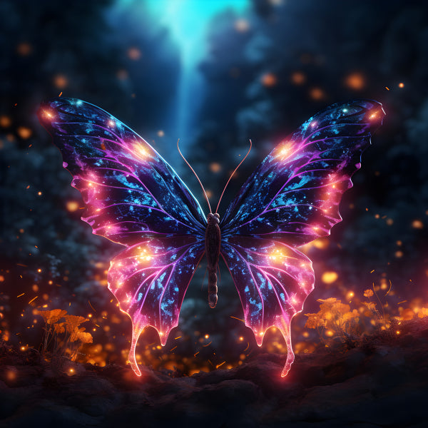 Vinyl Decal, Vibrant Ethereal Glowing Butterfly Wall Art Print (5" x 7")