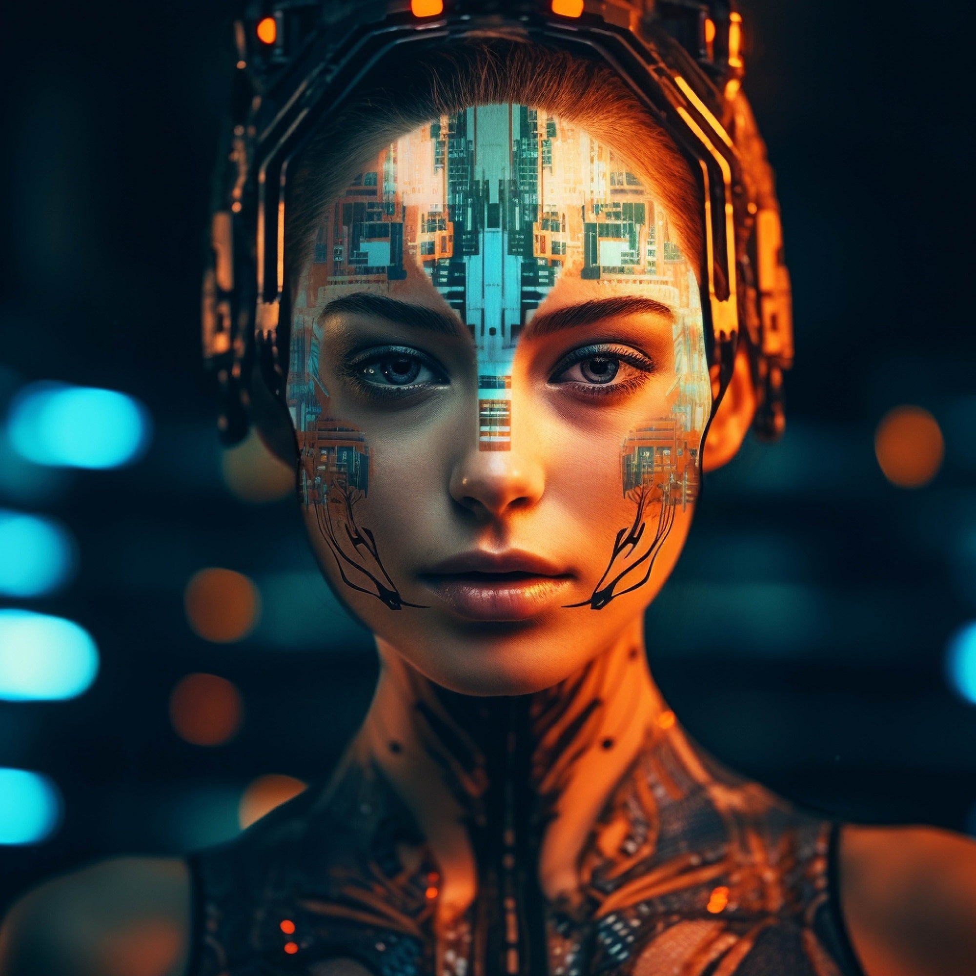 Vinyl Decal,Futuristic AI Woman Portrait Wall Art Poster Modern Sci-Fi Home Decor, 5 x 7 or 8 x 10 I