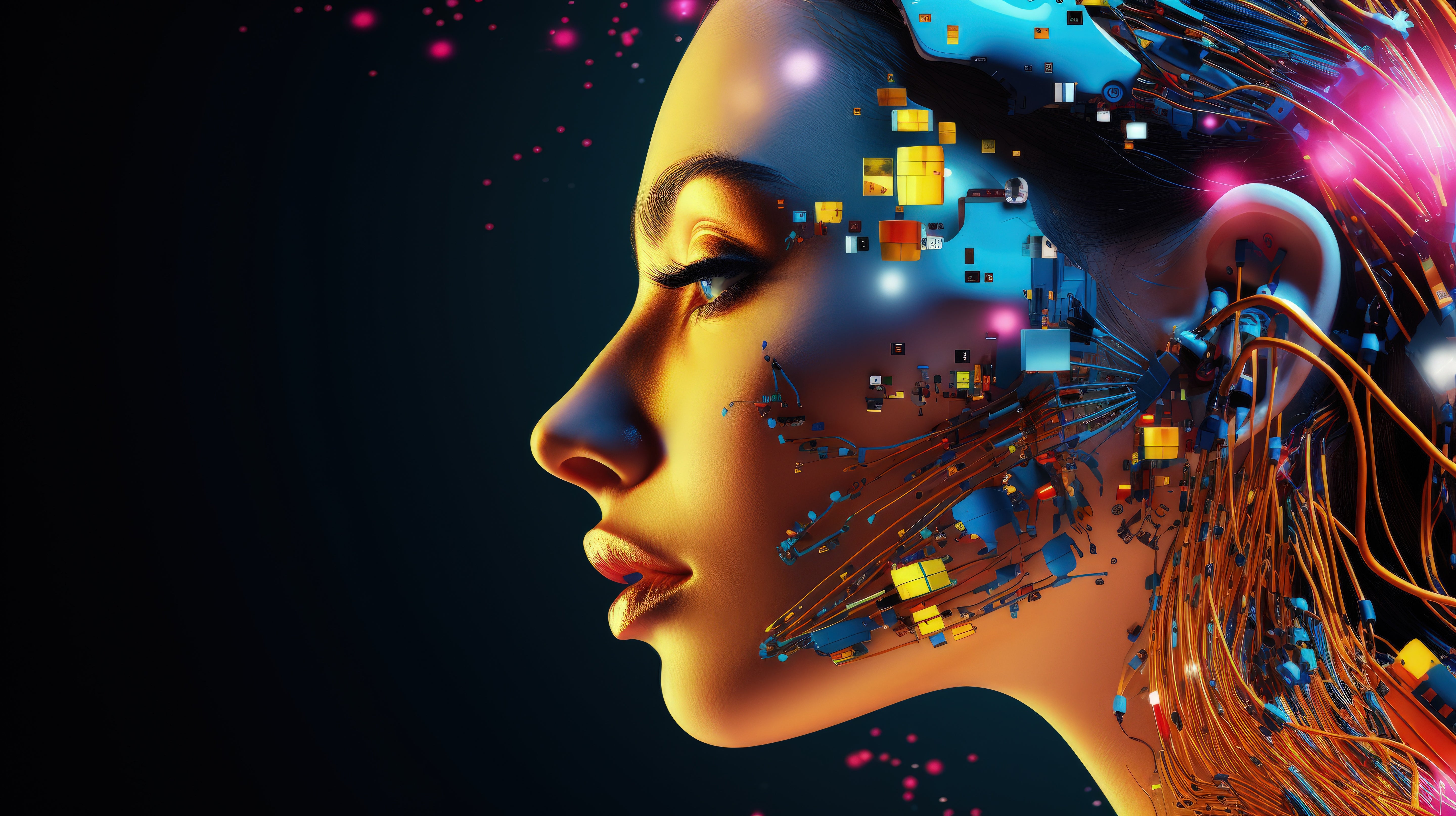 Vinyl Decal,Futuristic AI Woman Wall Art Poster, 5 x 7 or 8 x 10 Inch Unframed Poster for Home, Offi