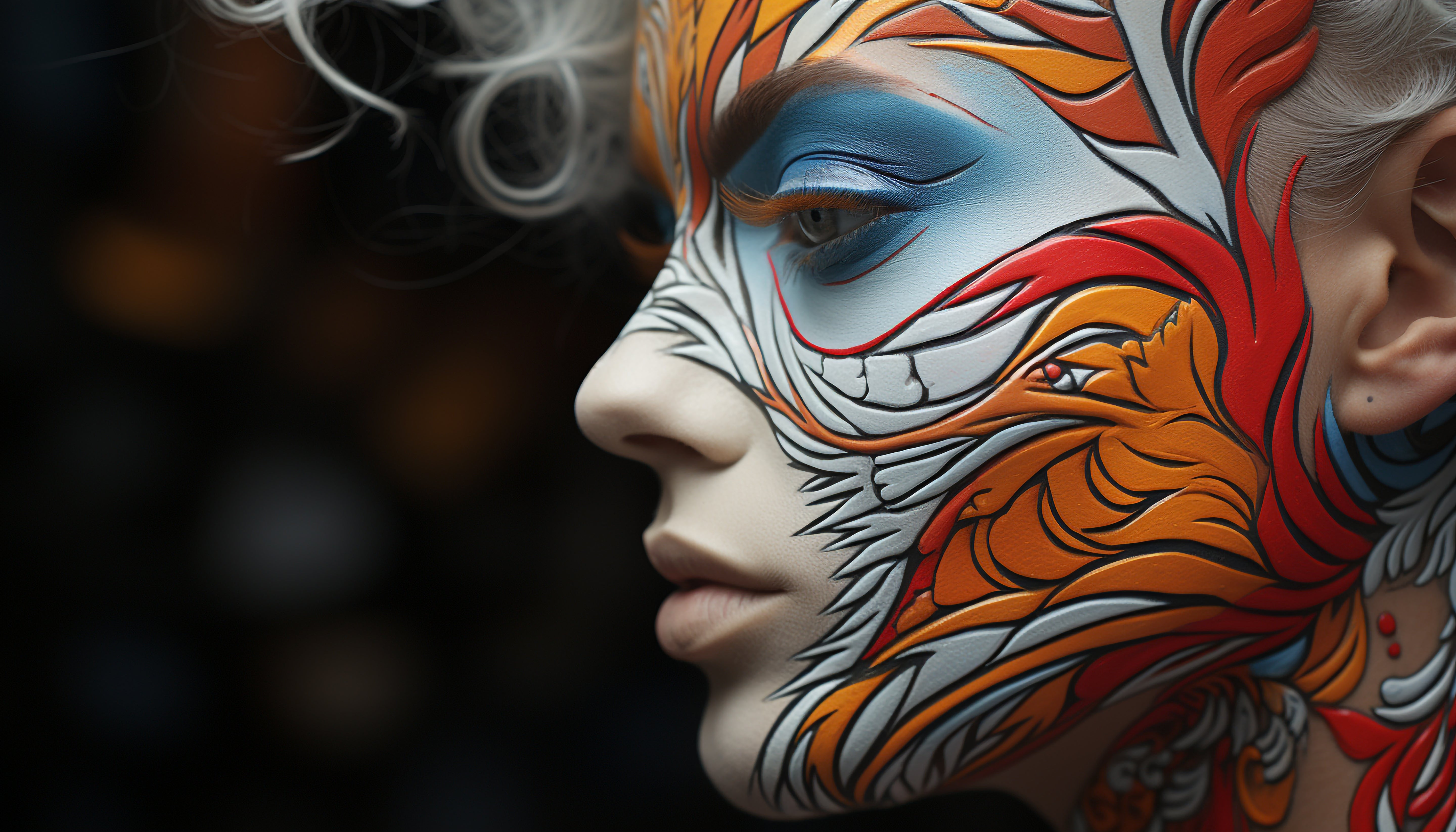 Vinyl Decal,Vibrant Artistic Face Paint Modern Abstract Tiger Phoenix Design Home Decor Print, 5 x 7