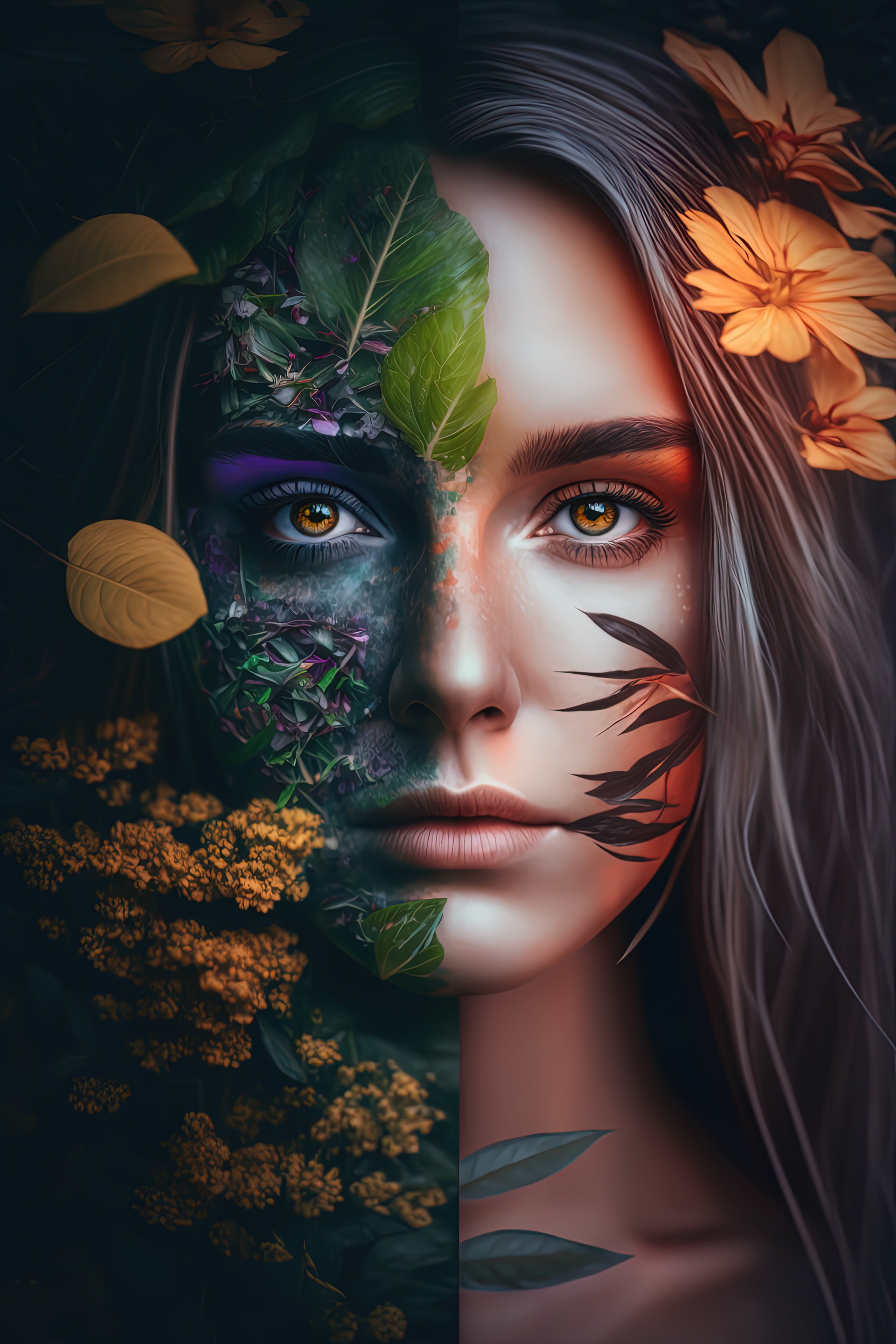 Vinyl Decal,Nature Woman Portrait Wall Art Poster, 5 x 7 or 8 x 10 Inch Unframed Poster for Home, Of
