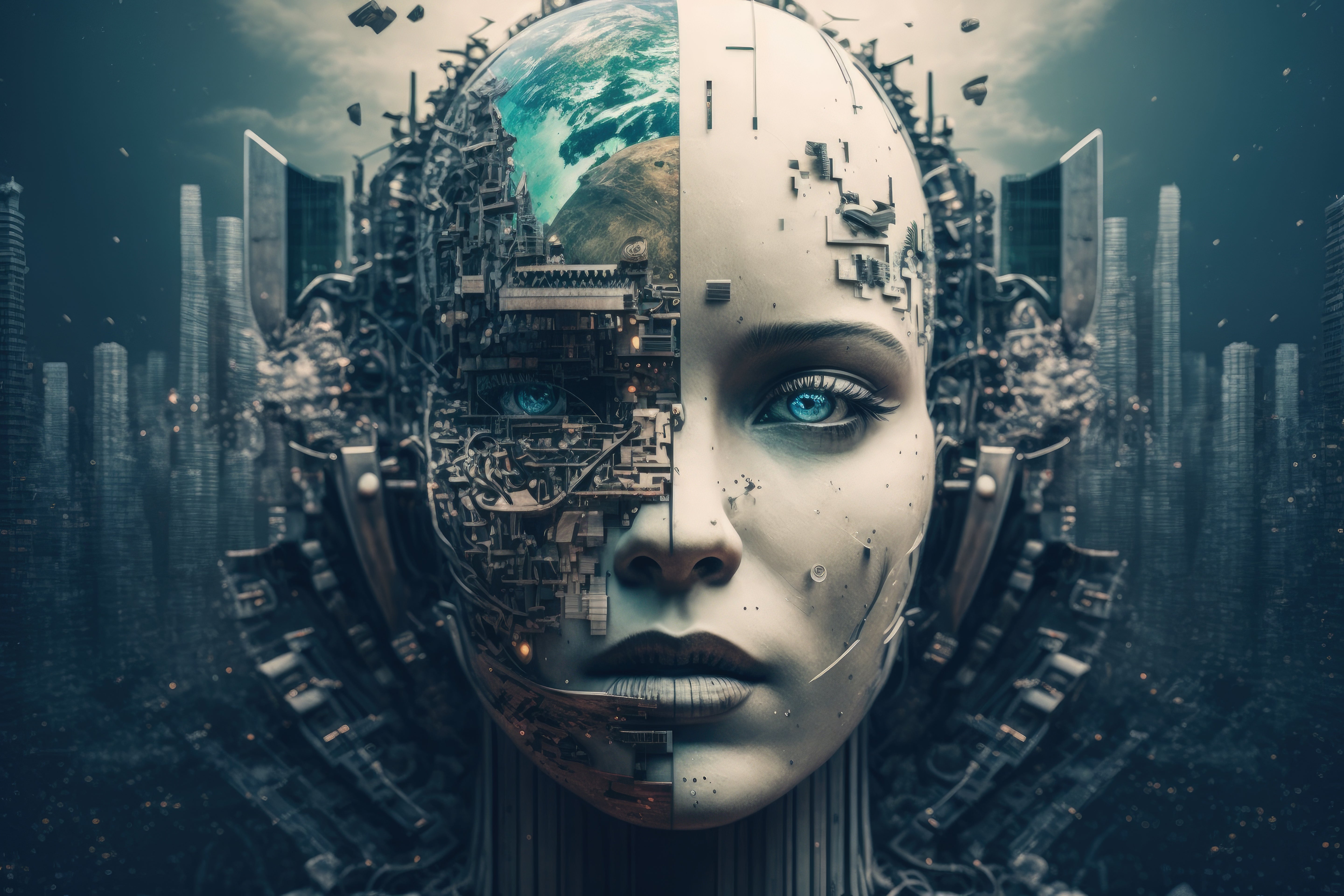 Vinyl Decal,AI Cybernetic Future Wall Art Poster, 5 x 7 or 8 x 10 Inch Unframed Poster for Home, Off