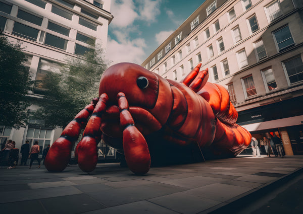 Vinyl Decal, Giant Red Inflatable Lobster Art (5" x 7")