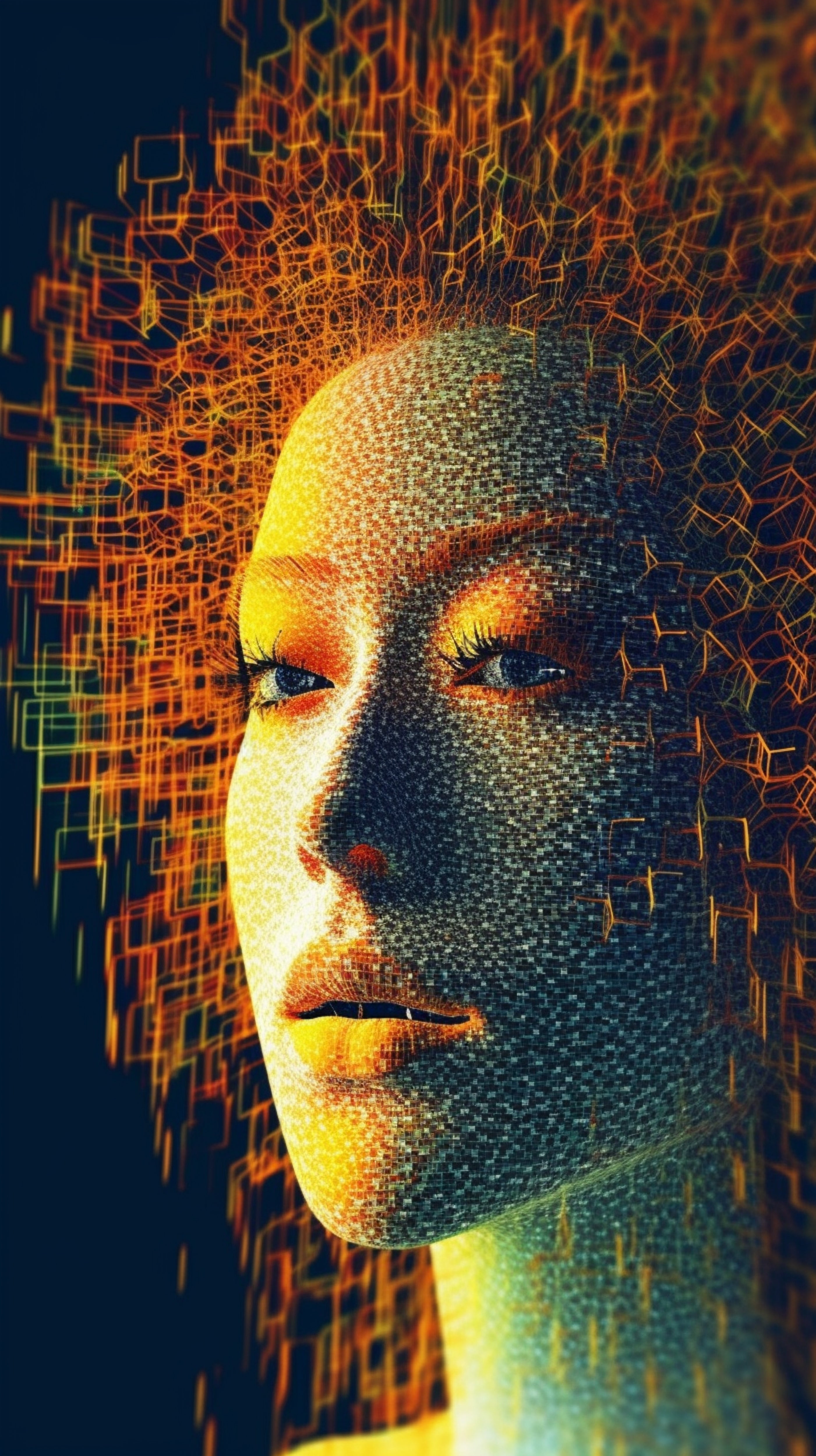 Vinyl Decal,Futuristic AI Woman Portrait Digital Art Wall Poster, 5 x 7 or 8 x 10 Inch Unframed Post