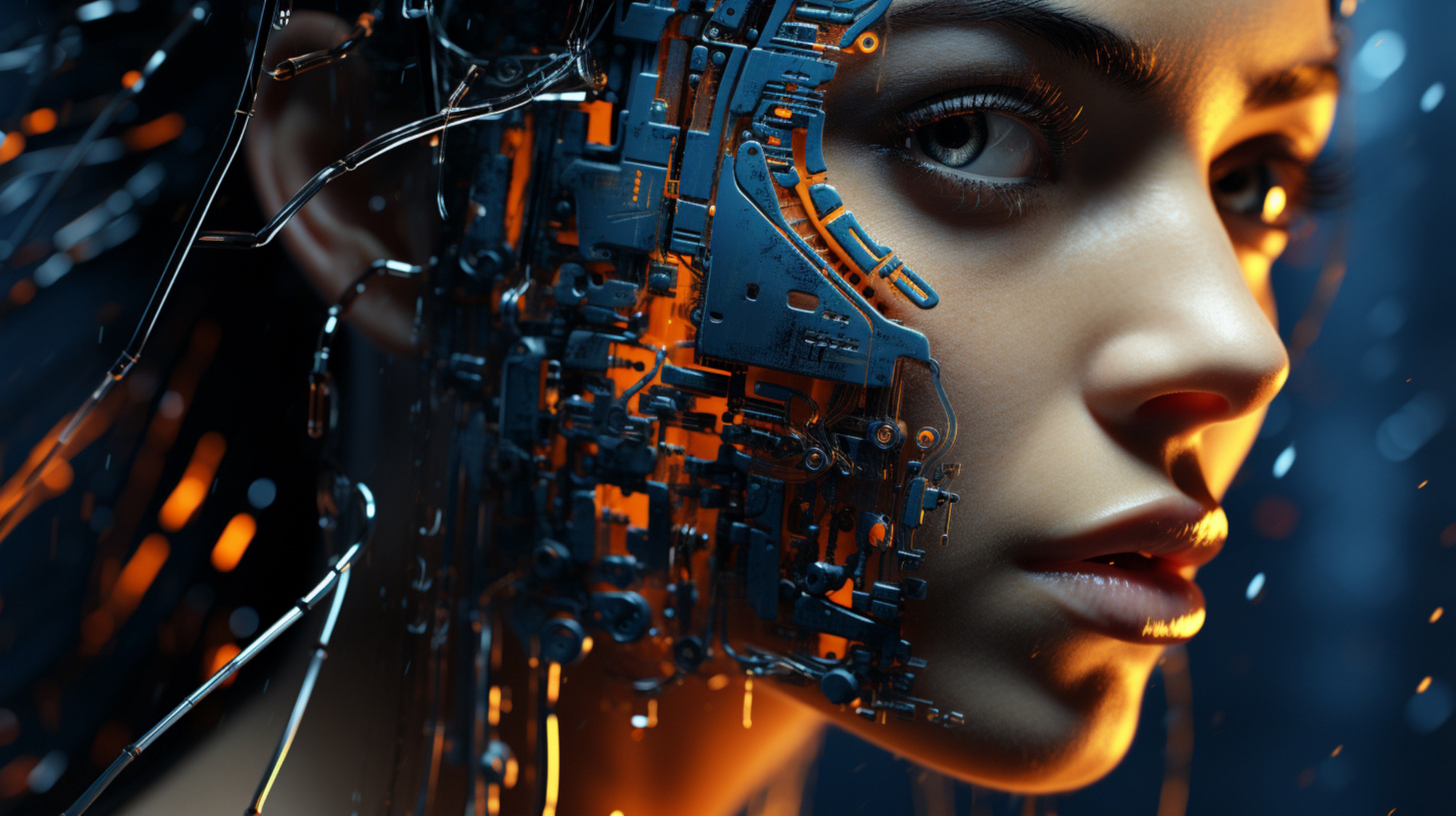 Vinyl Decal,Futuristic Cyborg Woman Wall Art Poster AI Technology Decor Print, 5 x 7 or 8 x 10 Inch