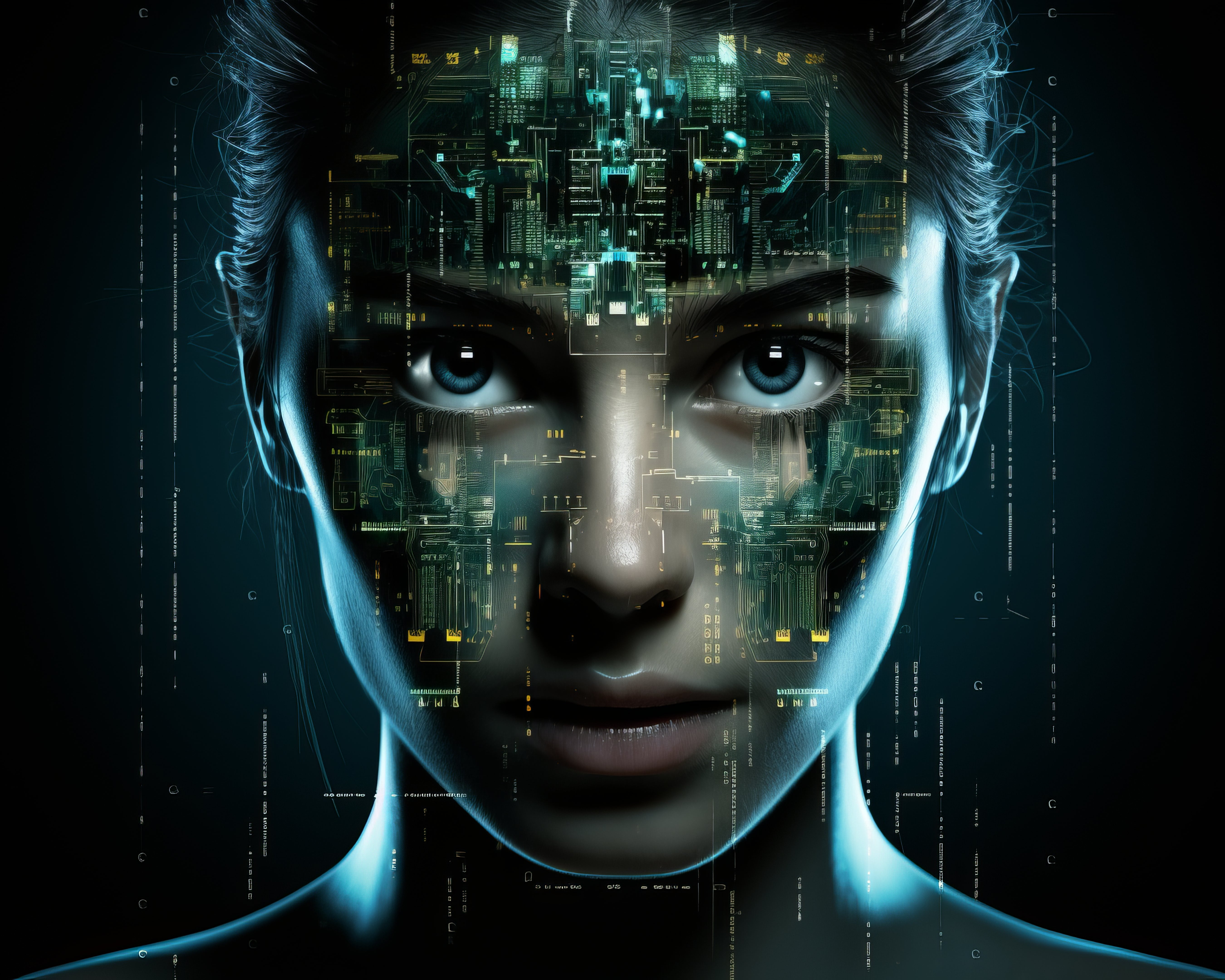 Vinyl Decal,Futuristic AI Woman Wall Art Poster, 5 x 7 or 8 x 10 Inch Unframed Poster for Home, Offi