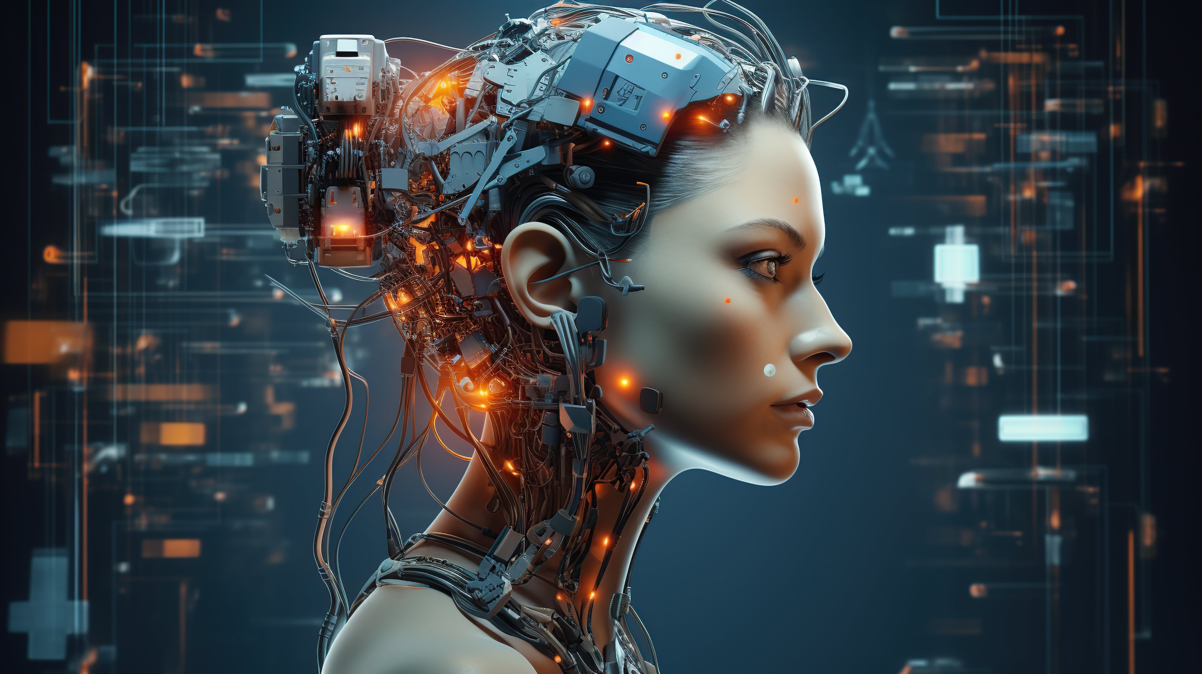Vinyl Decal,Modern Cybernetic Human Artificial Intelligence Artwork, 5 x 7 or 8 x 10 Inch Unframed P