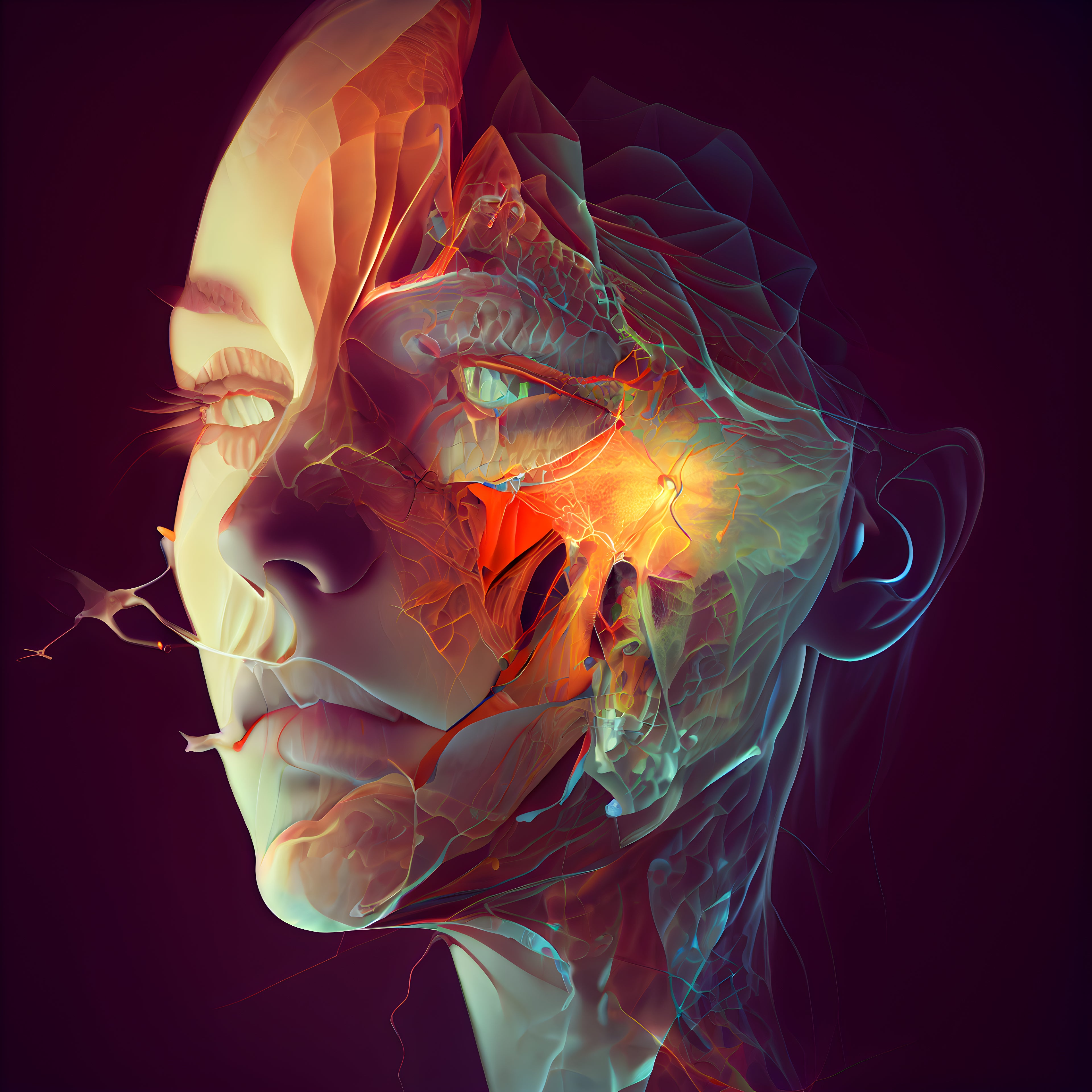 Vinyl Decal,Abstract Neural Network Female Face Wall Art Poster, 5 x 7 or 8 x 10 Inch Unframed Poste