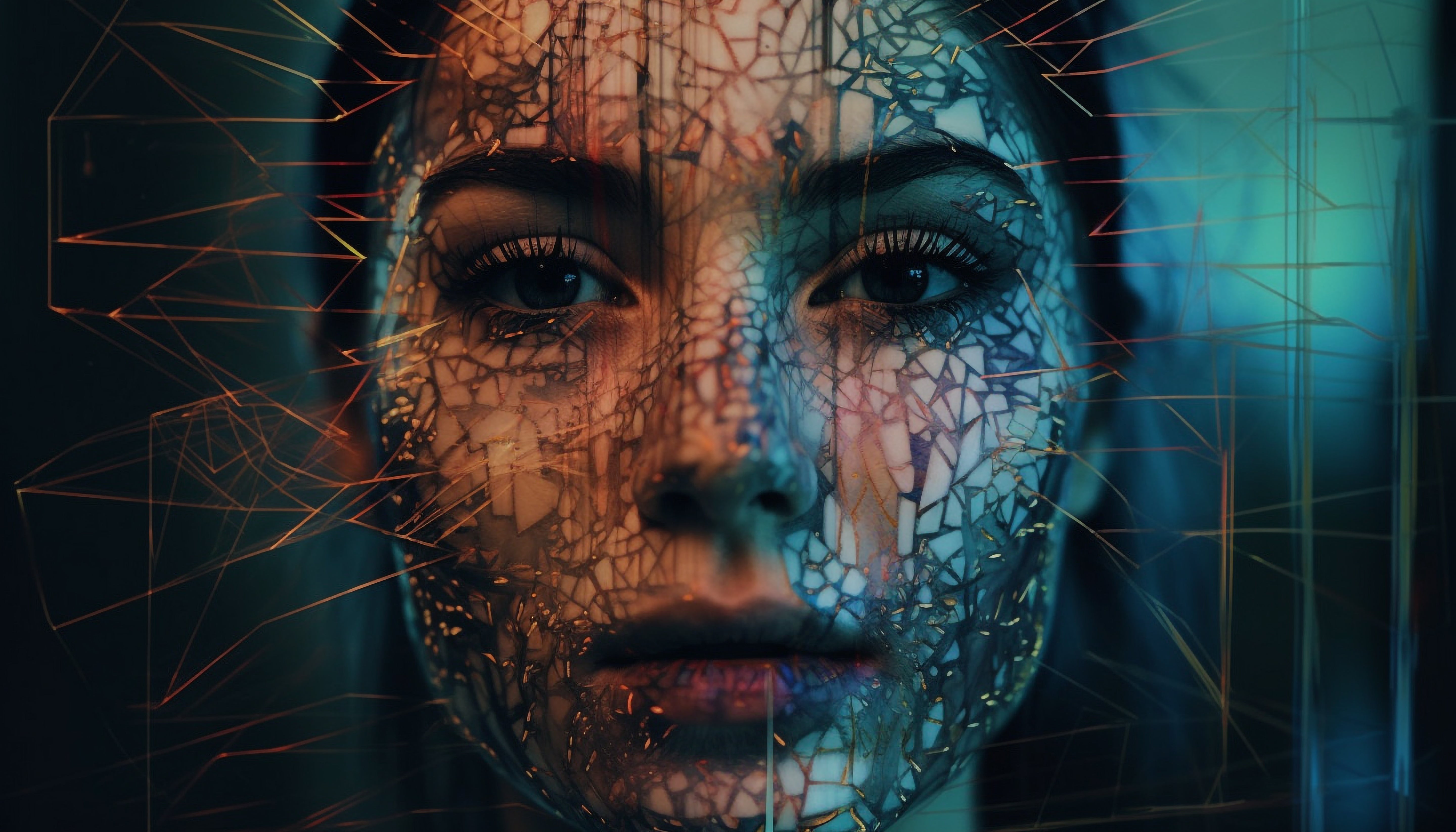 Vinyl Decal,Futuristic Cybernetic AI Woman Portrait Wall Art Poster Print Modern Home Decor, 5 x 7 o
