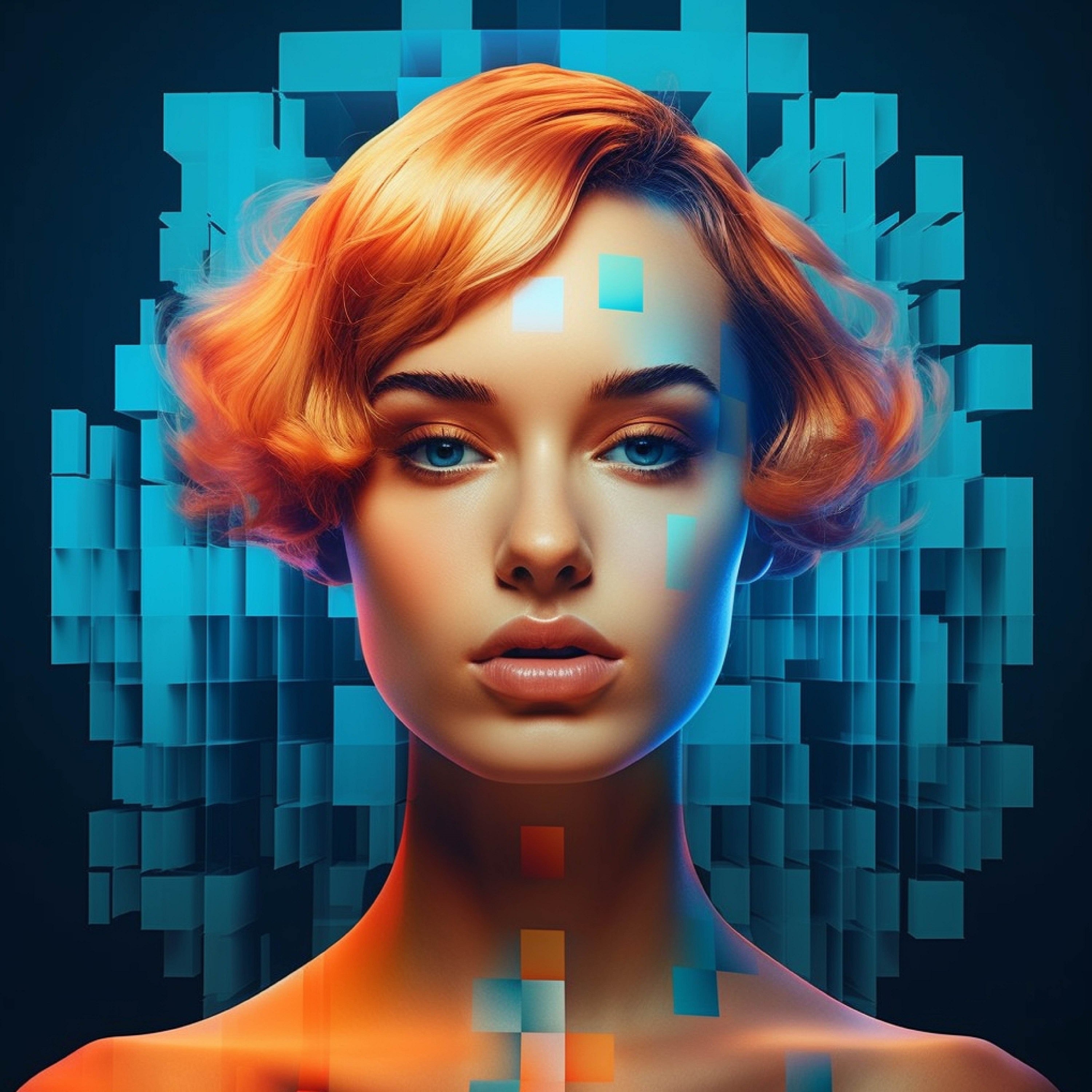 Vinyl Decal,Cybernetic Muse Futuristic AI Woman Portrait Wall Art, 5 x 7 or 8 x 10 Inch Unframed Pos
