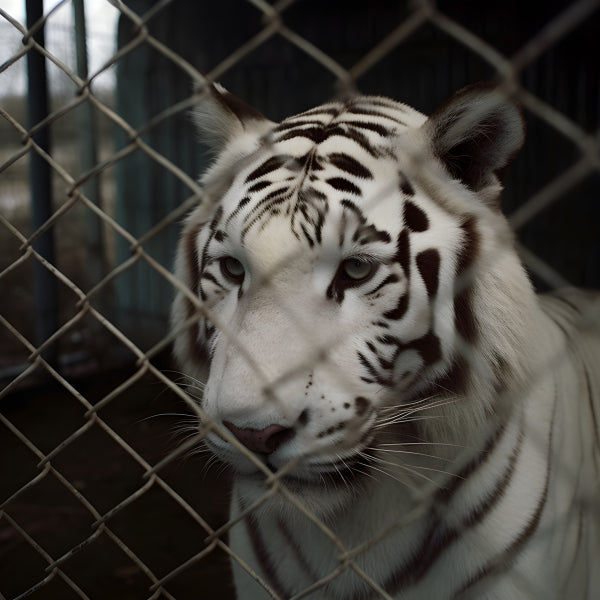 Vinyl Decal, Stunning White Tiger in Cage Photo Print (5" x 7")