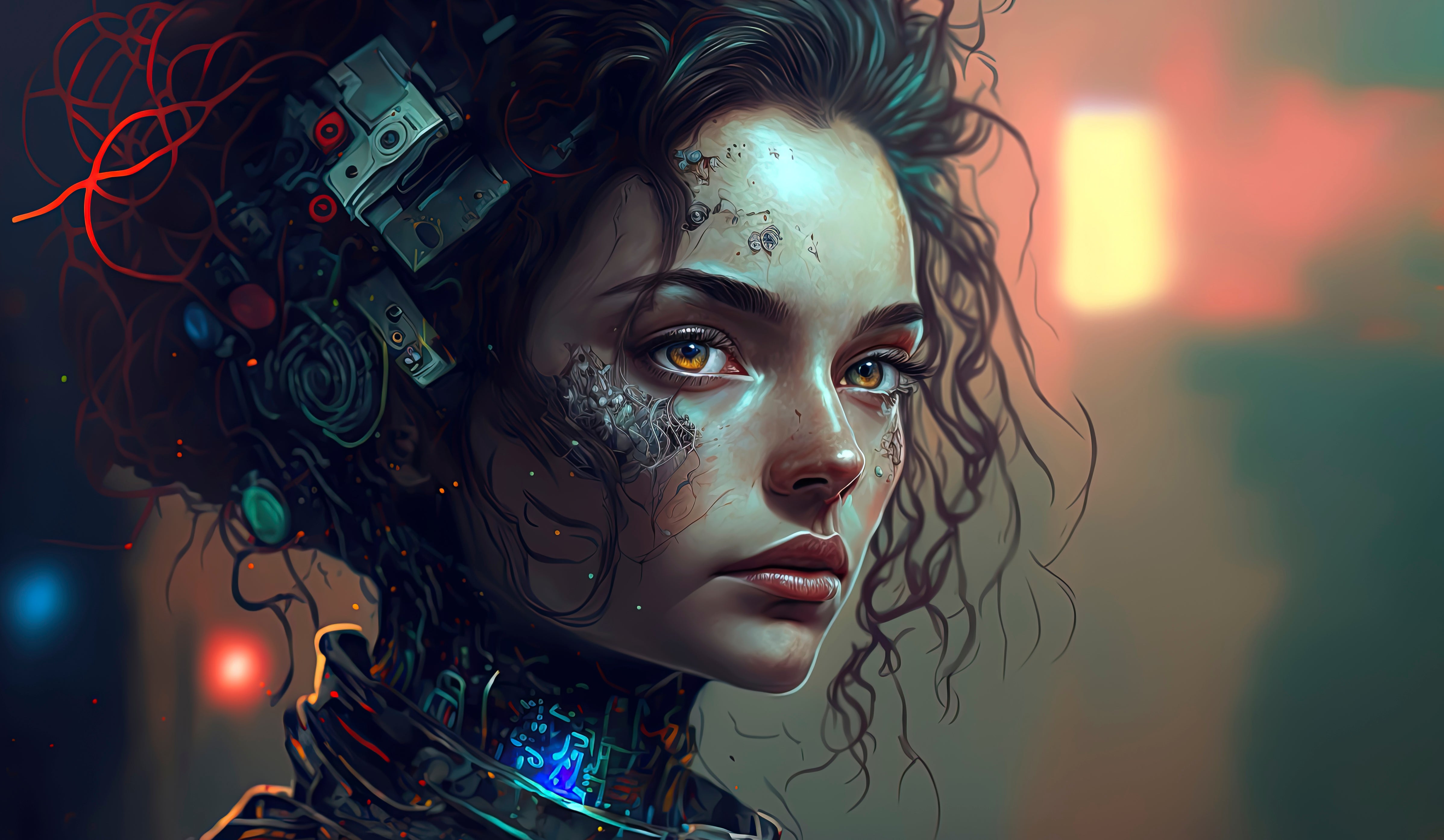 Vinyl Decal,Cybernetic Beauty Futuristic Woman Sci-Fi Wall Art Poster, 5 x 7 or 8 x 10 Inch Unframed