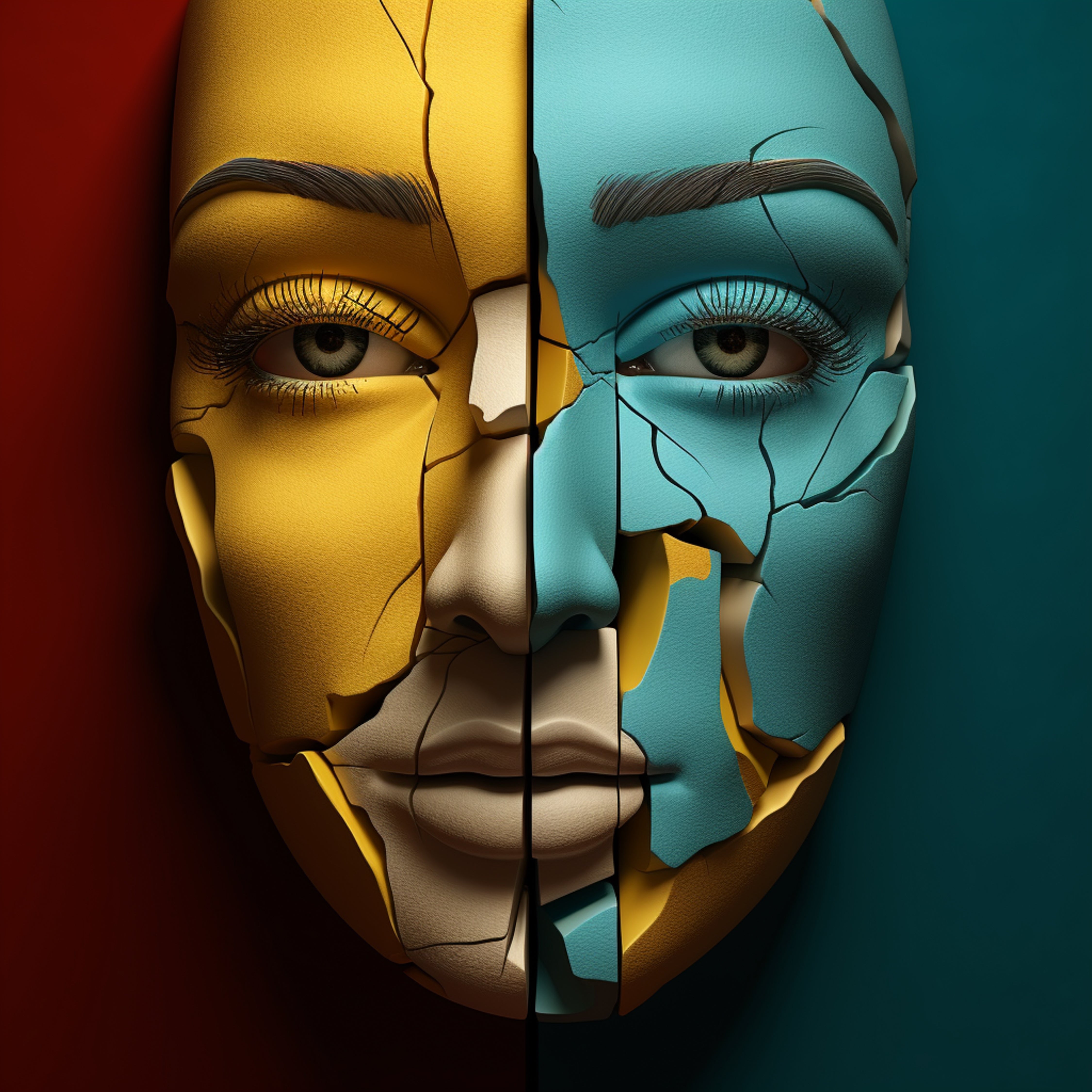 Vinyl Decal,Modern Abstract Cracked Face Wall Art Poster, 5 x 7 or 8 x 10 Inch Unframed Poster for H