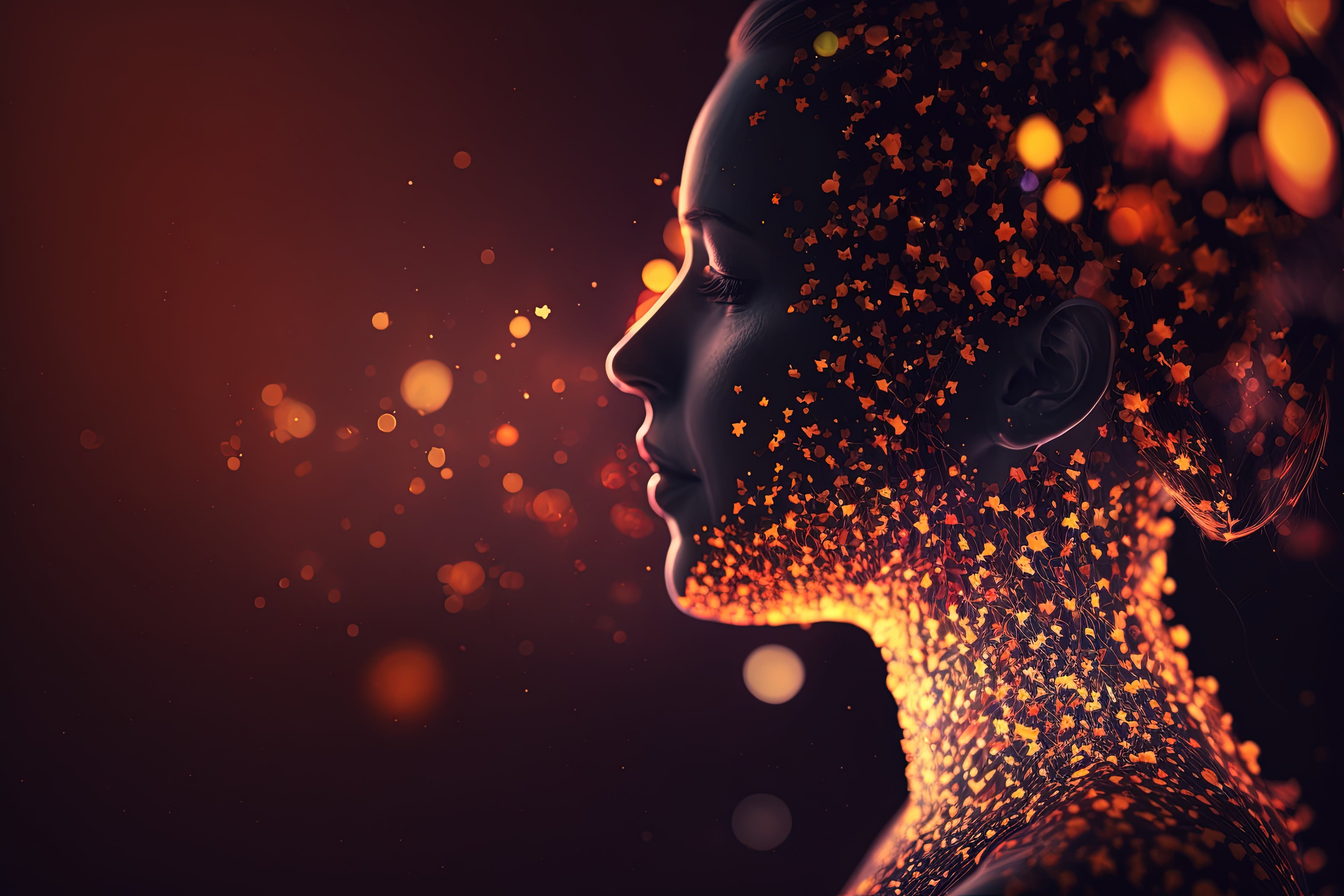 Vinyl Decal,Abstract Woman Profile Wall Art Poster Digital Intelligence Energy Sparkle, 5 x 7 or 8 x