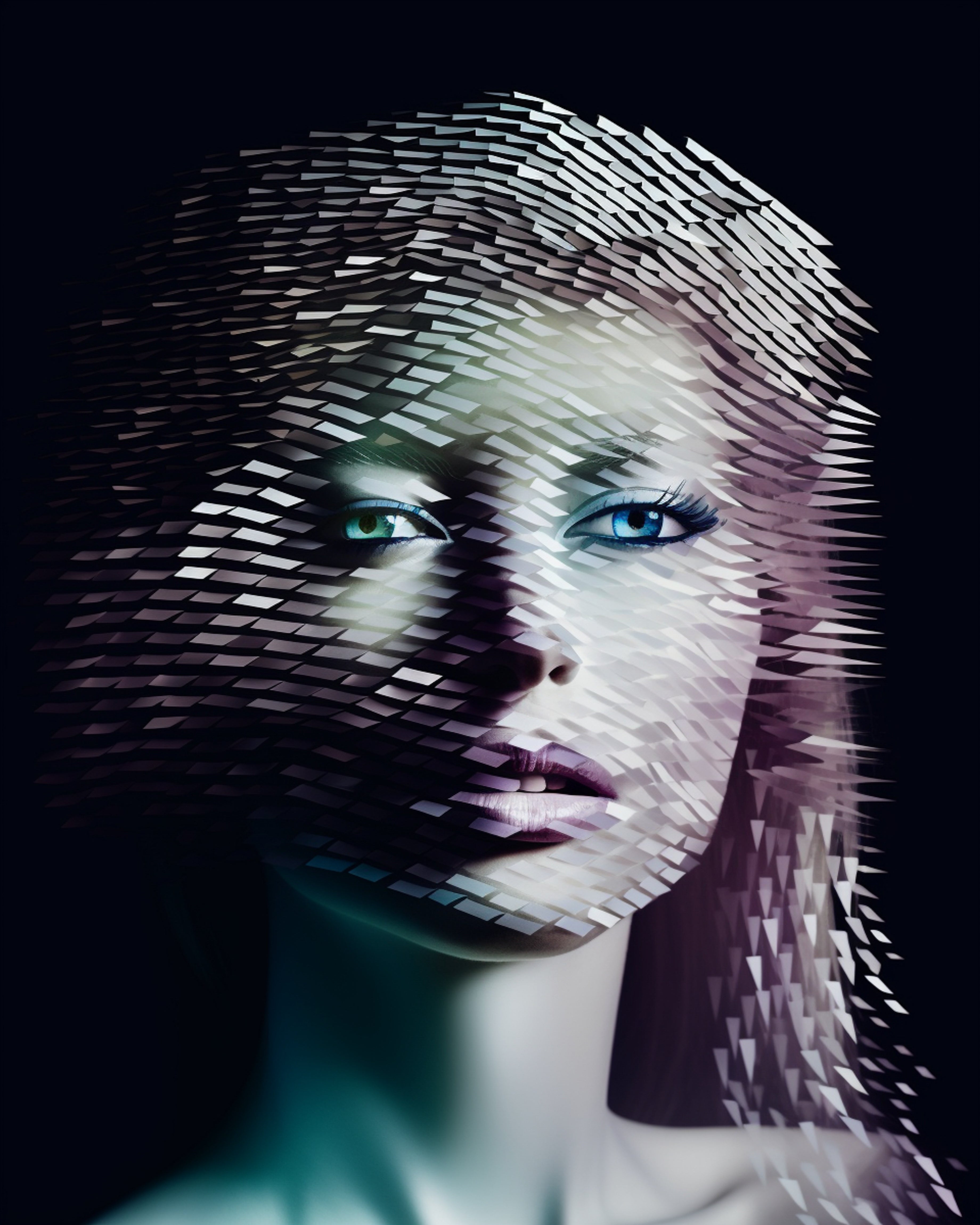 Vinyl Decal,Abstract Digital Woman Portrait Wall Art Poster for Home Décor Modern Aesthetic Print, 5