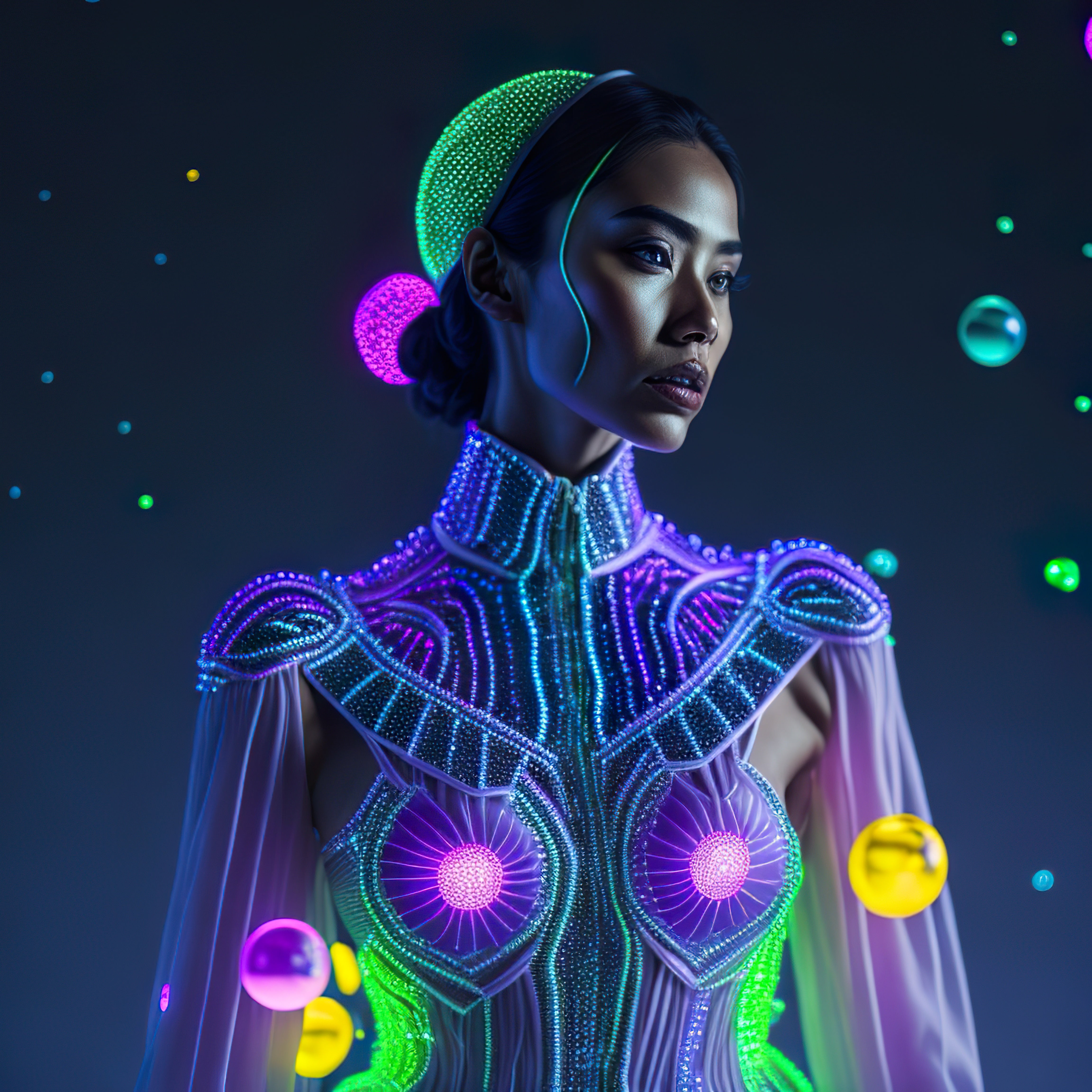 Vinyl Decal,Neon Cyberpunk Woman Art Poster, 5 x 7 or 8 x 10 Inch Unframed Poster for Home, Office,