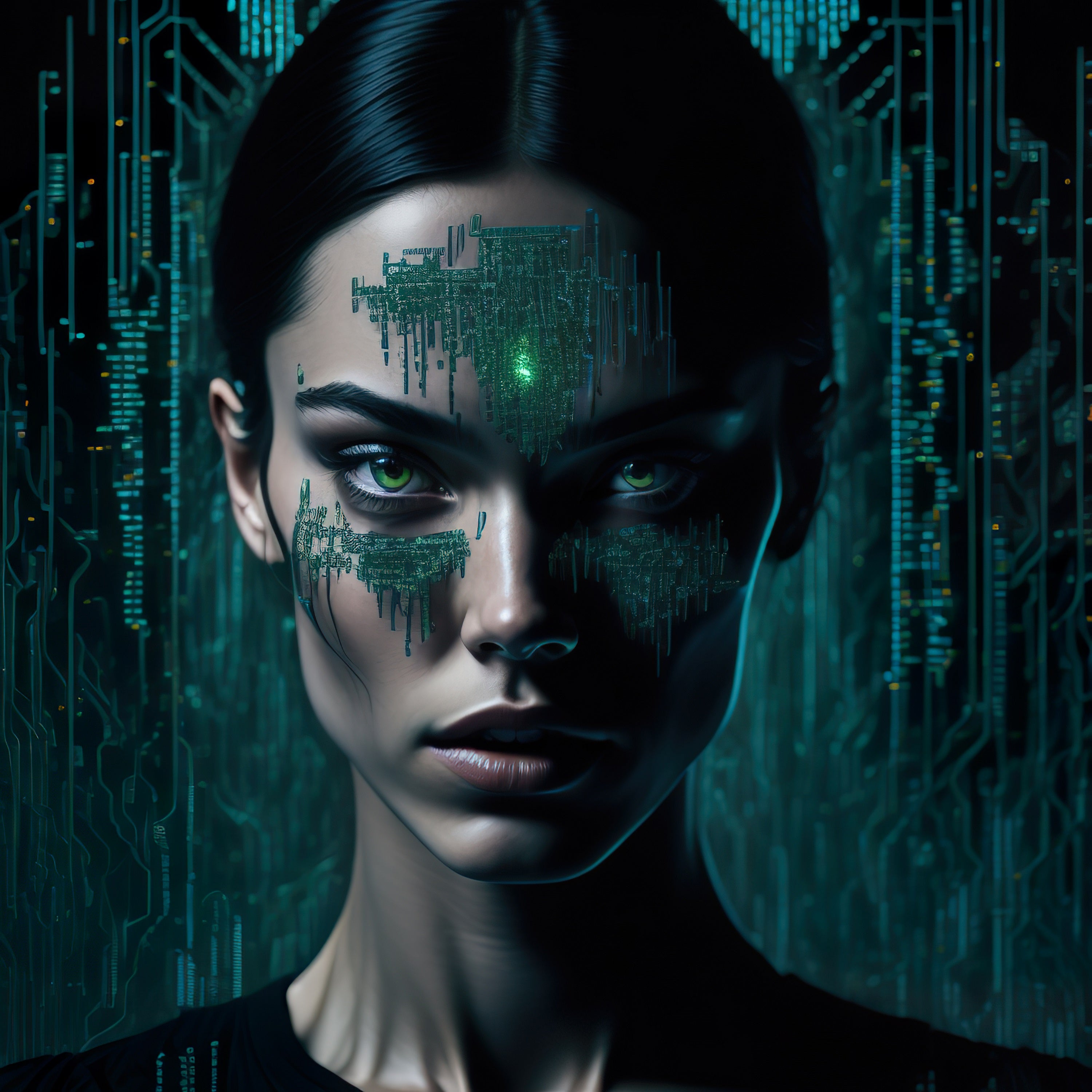 Vinyl Decal,Futuristic Cyberpunk Woman Wall Art Poster, 5 x 7 or 8 x 10 Inch Unframed Poster for Hom