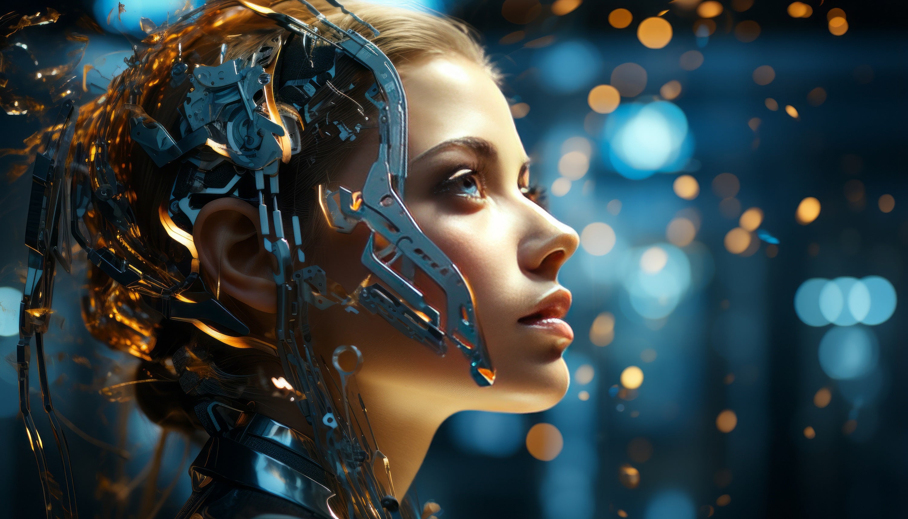 Vinyl Decal,Futuristic AI Woman Cybernetic Technology Wall Art Poster Print, 5 x 7 or 8 x 10 Inch Un