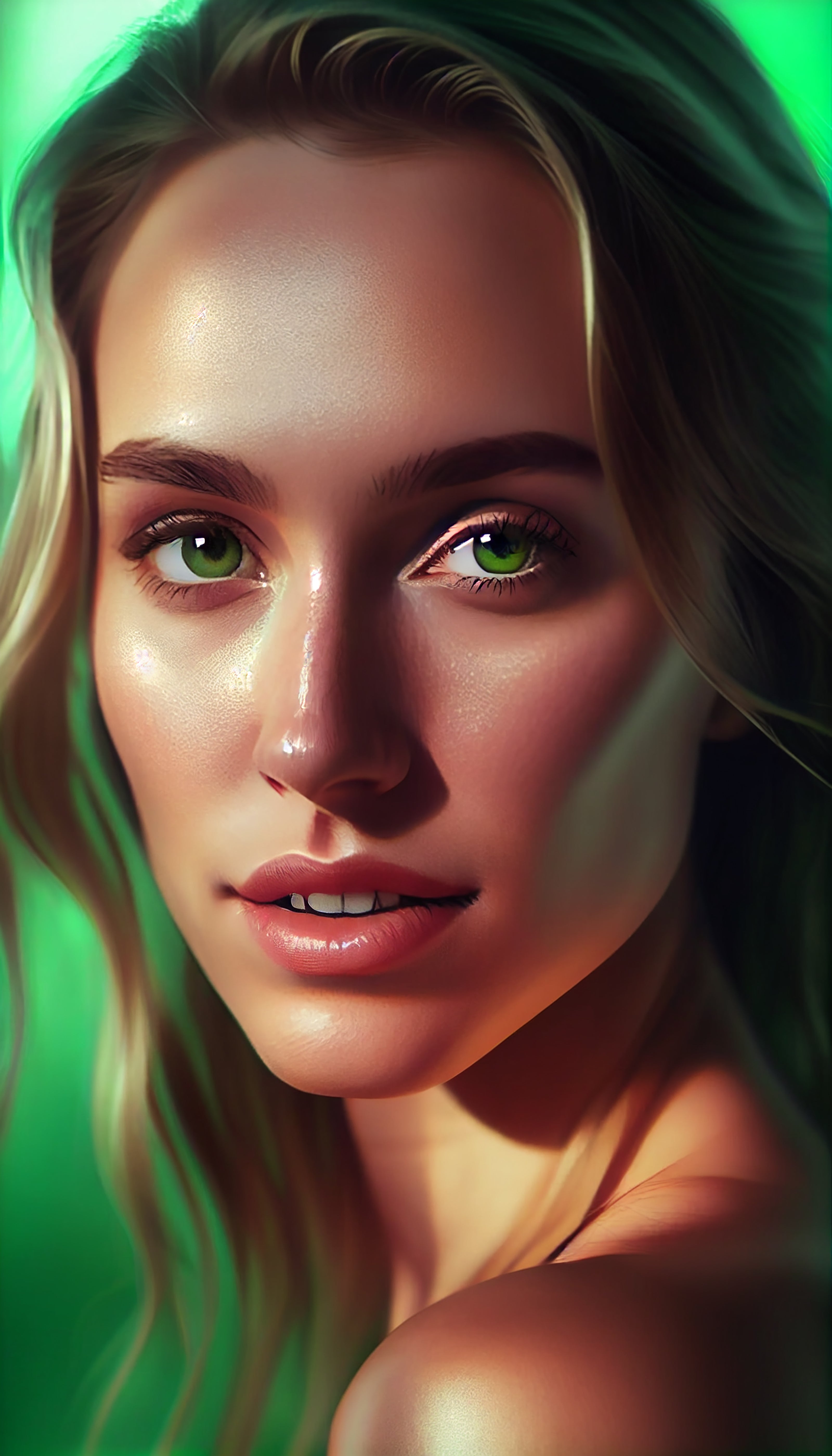Vinyl Decal,Vibrant Green Eyes Woman Portrait Wall Art Poster, 5 x 7 or 8 x 10 Inch Unframed Poster