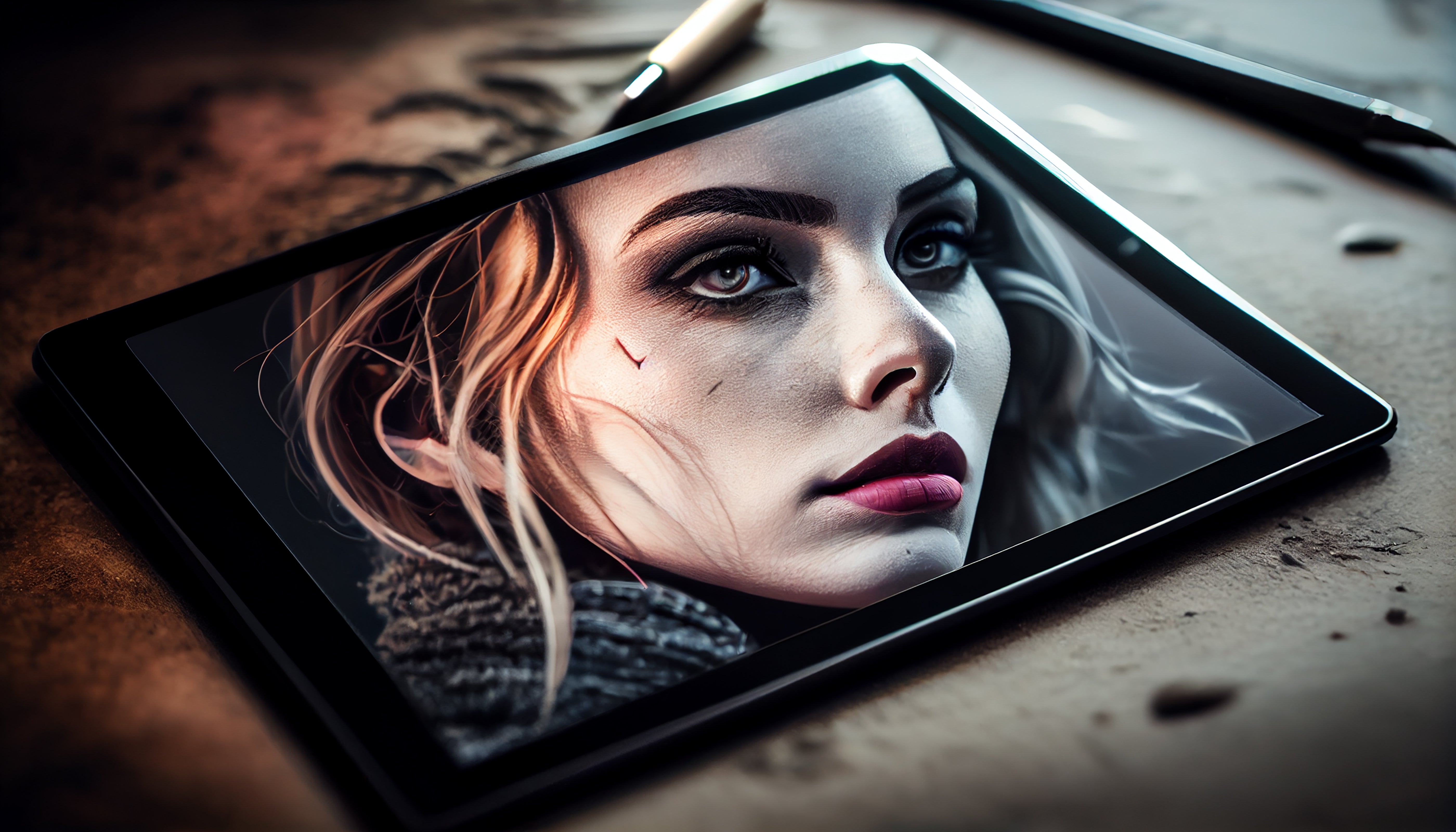 Vinyl Decal,Intense Gaze Female Portrait Wall Art Poster Dramatic Modern Decor, 5 x 7 or 8 x 10 Inch