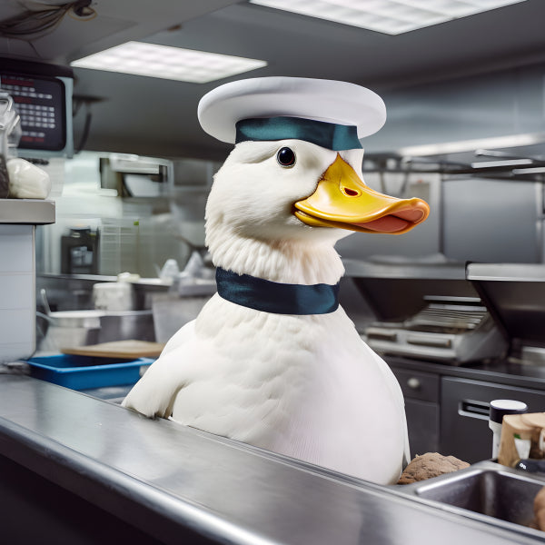 Vinyl Decal, Novelty Chef Duck Statue (5" x 7")