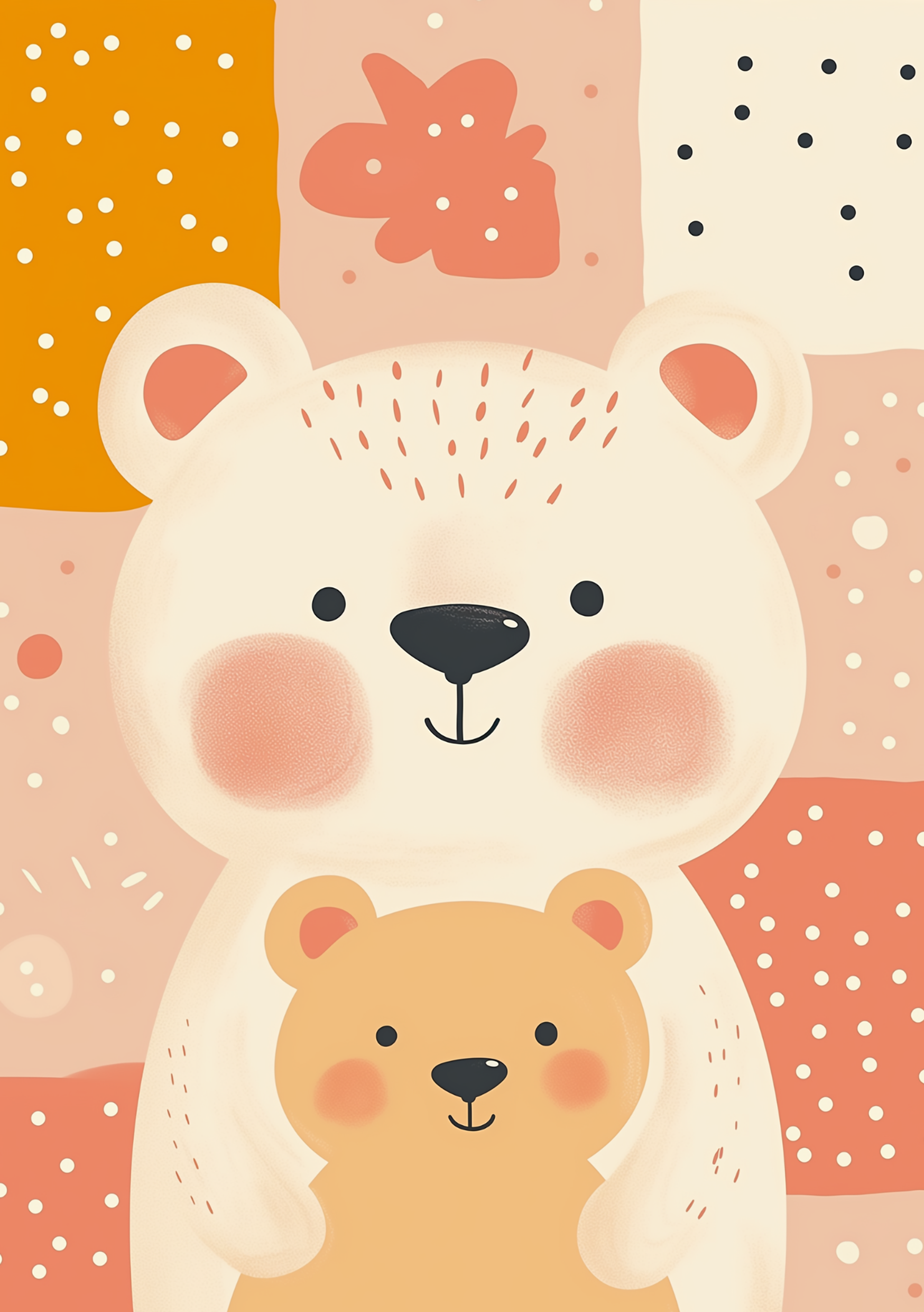 Vinyl Decal, Sweet Illustration of Two Adorable Animals in a Gentle Palette of Warm Hues (5" x 7")