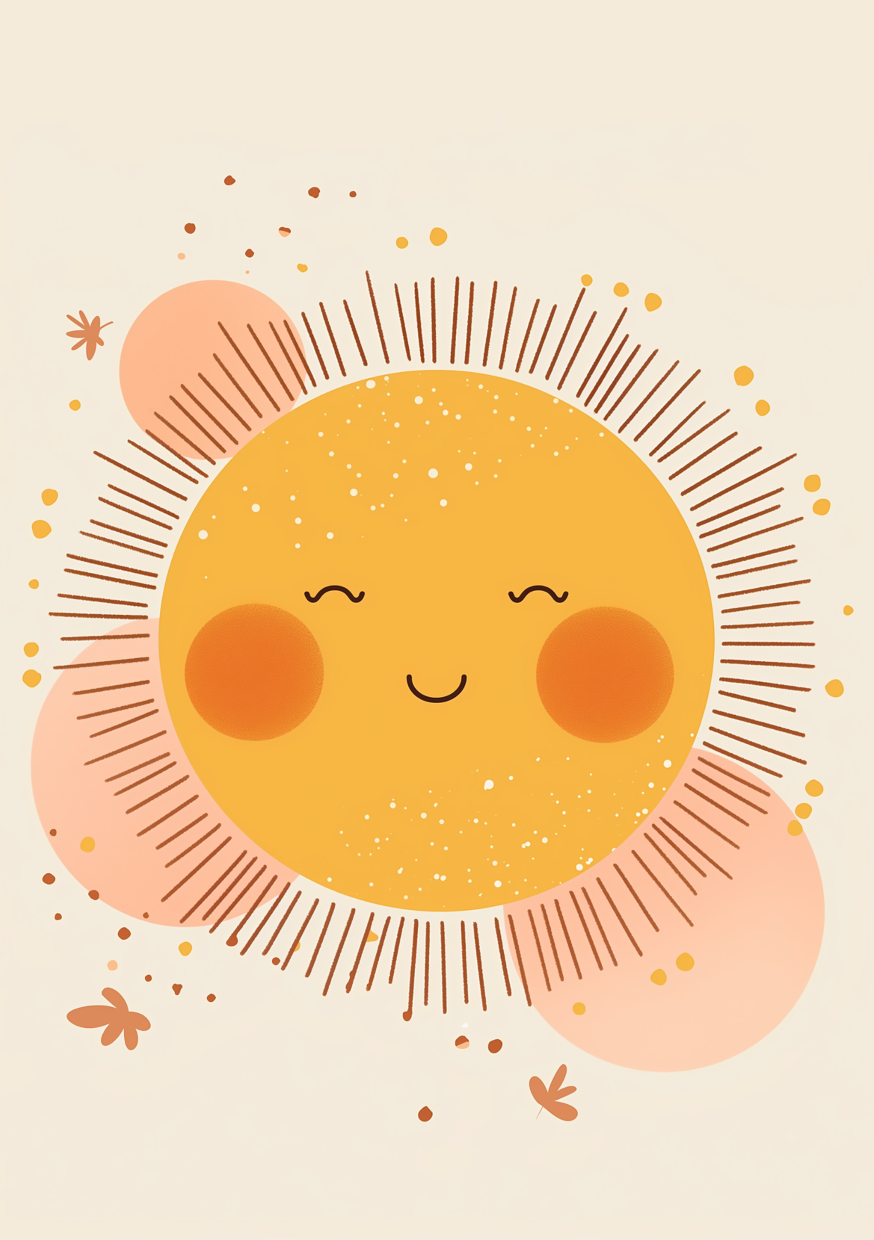 Vinyl Decal, Cheerful Smiling Celestial Body Illustration Print for Brightening Any Living Space Wal