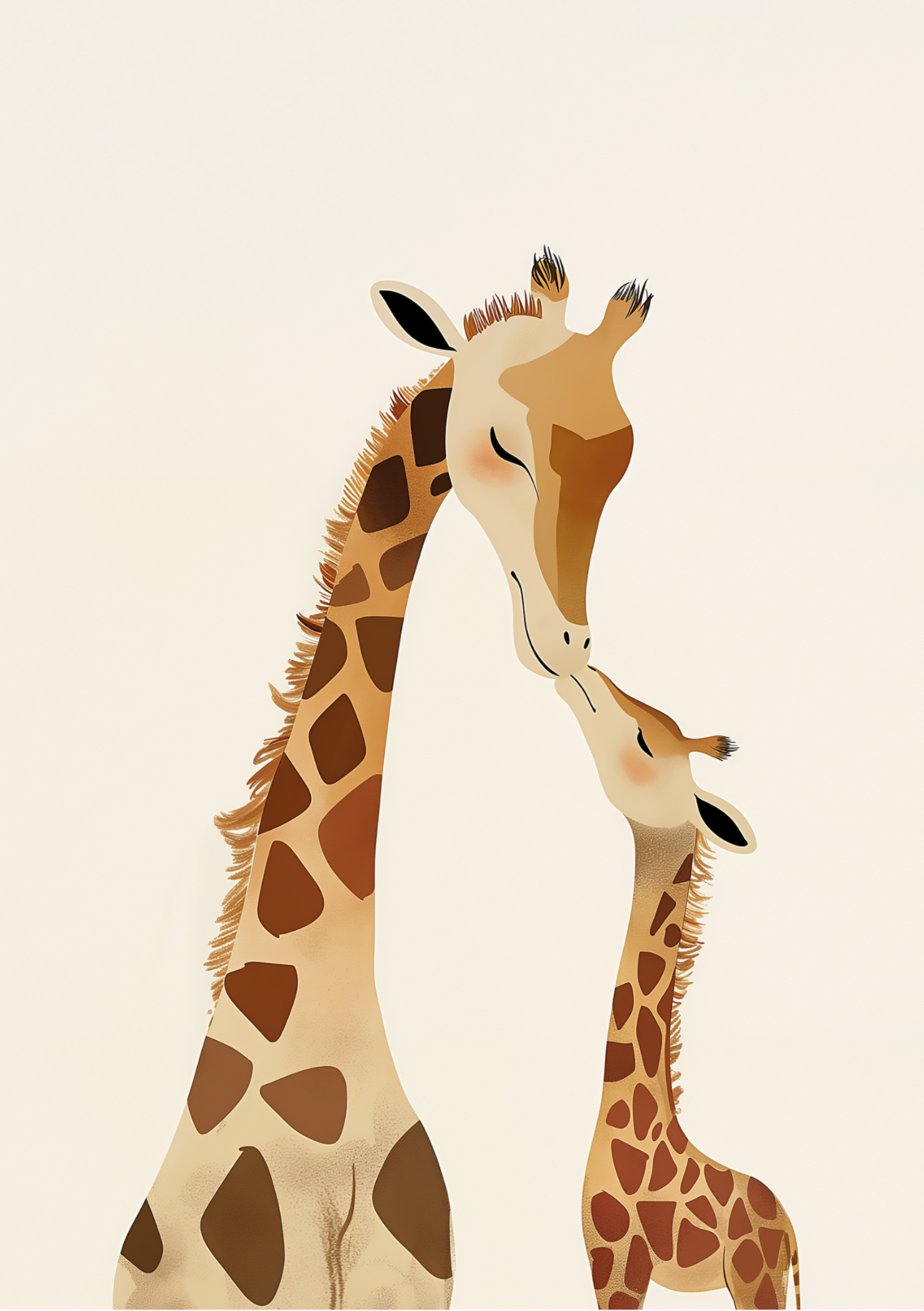 Vinyl Decal, Tender Moment Between Two Graceful Animals (5" x 7")