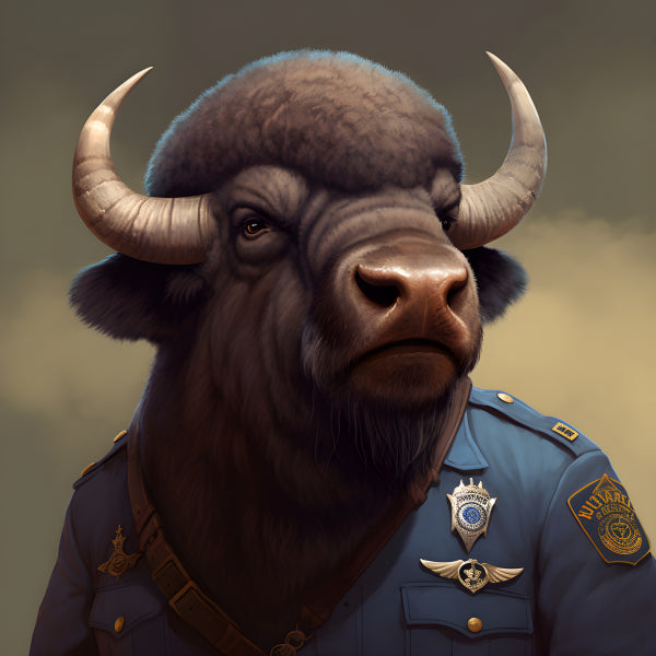Vinyl Decal, Buffalo Police Officer Portrait Art Print (5" x 7")
