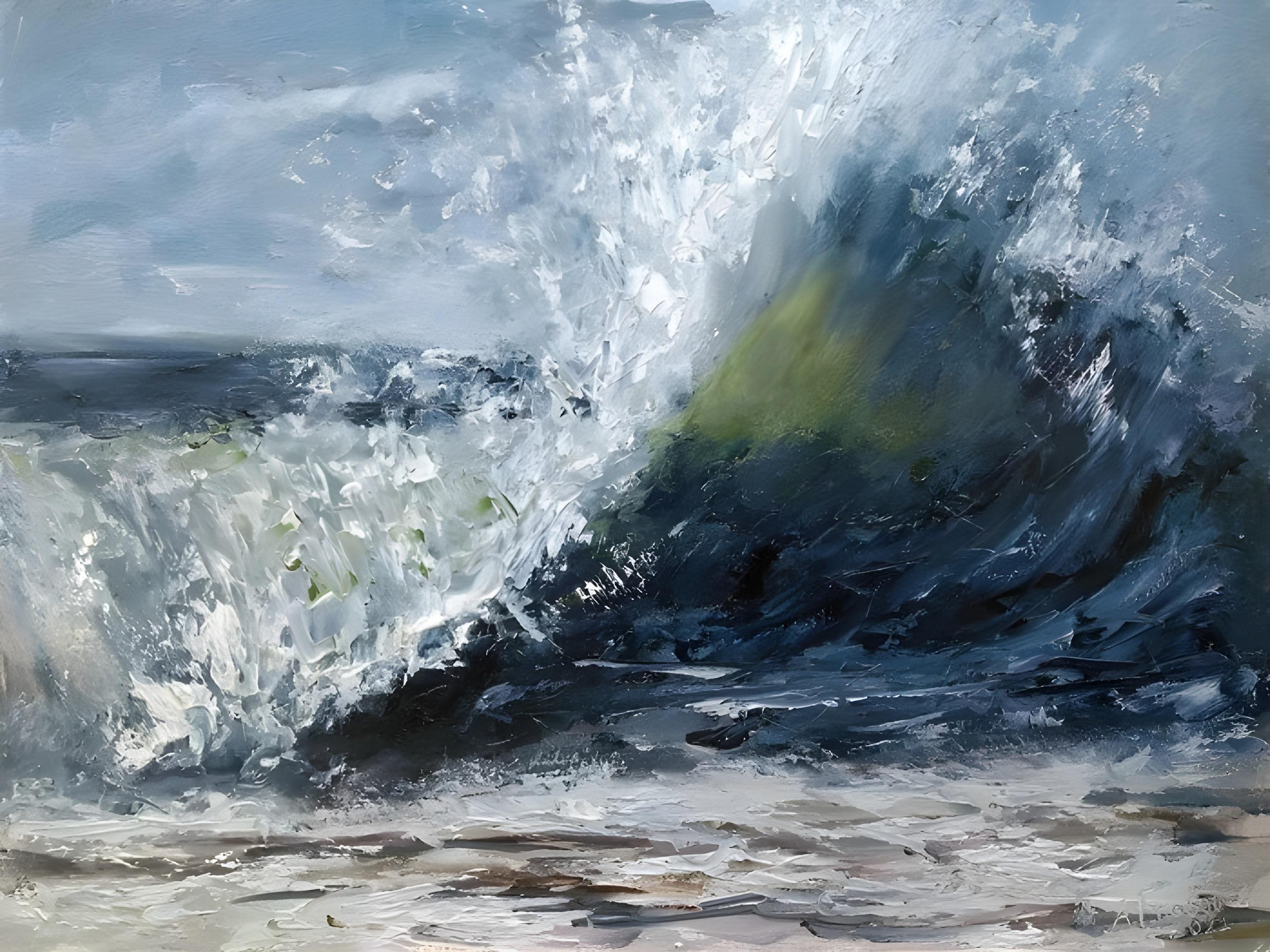 Vinyl Decal, Dynamic Ocean Wave Art Print on Canvas, Textured Seascape Wall Decor, Dramatic Coastal