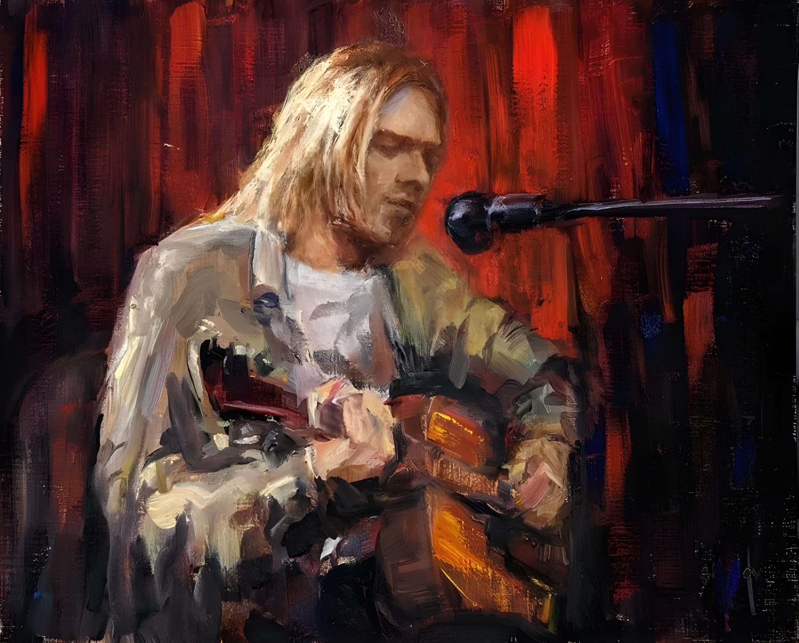 Vinyl Decal, Textured Oil Painting Print of a Musician Performing Live with an Acoustic Instrument (