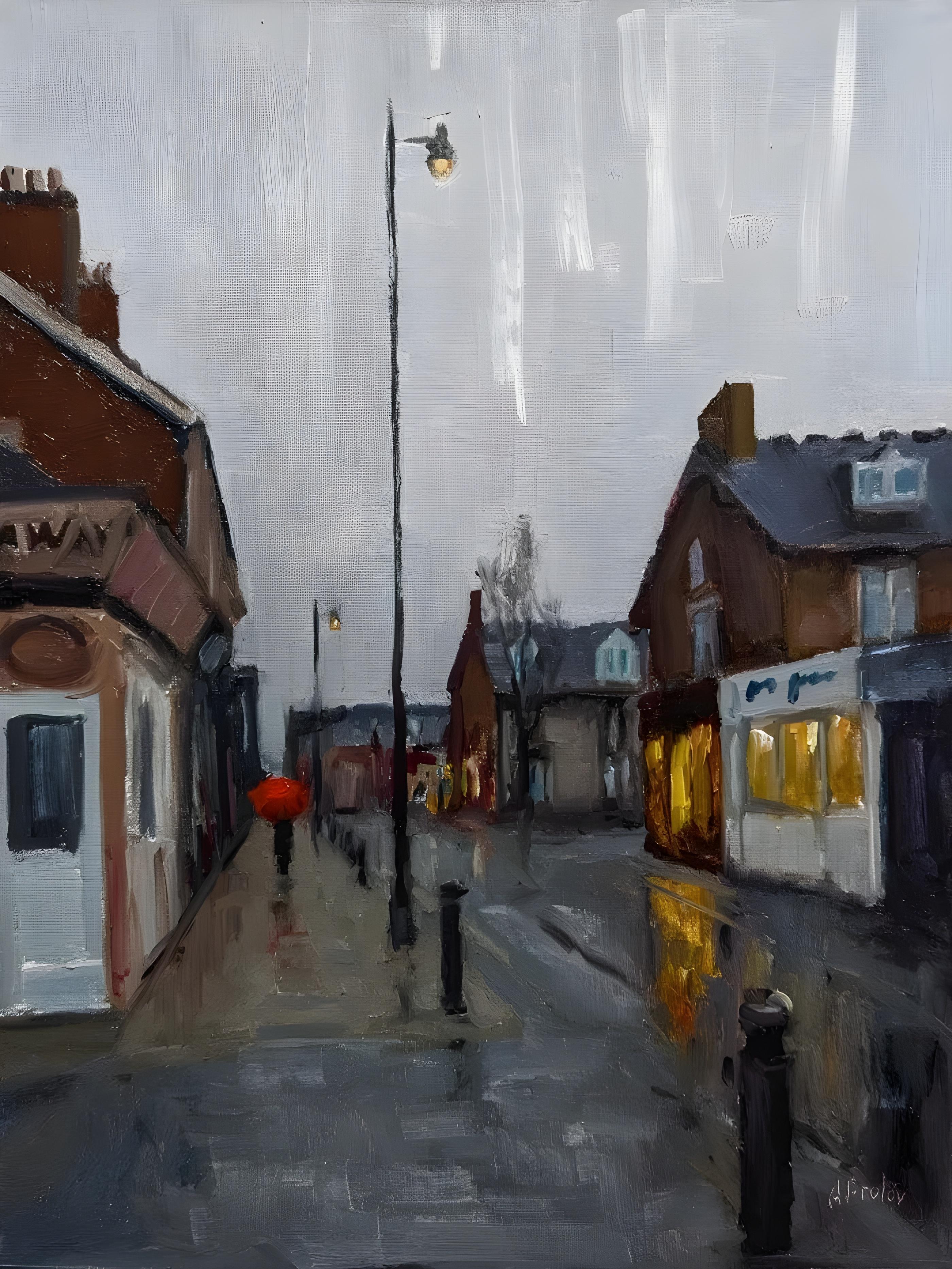 Vinyl Decal, Atmospheric Street Scene Artwork (5" x 7")
