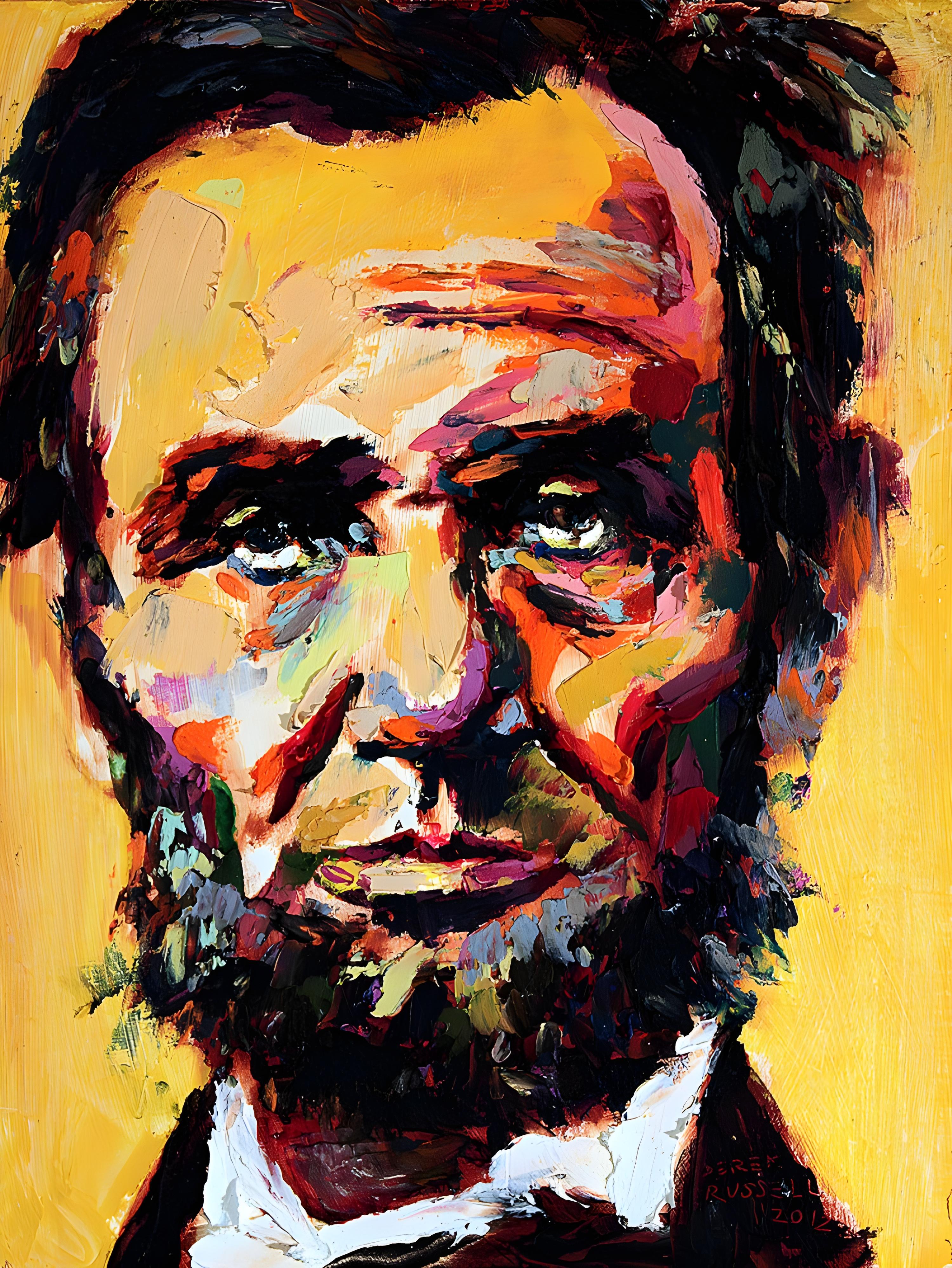 Vinyl Decal, Vibrant oil painting style portrait art print, colorful historical figure wall decor, u