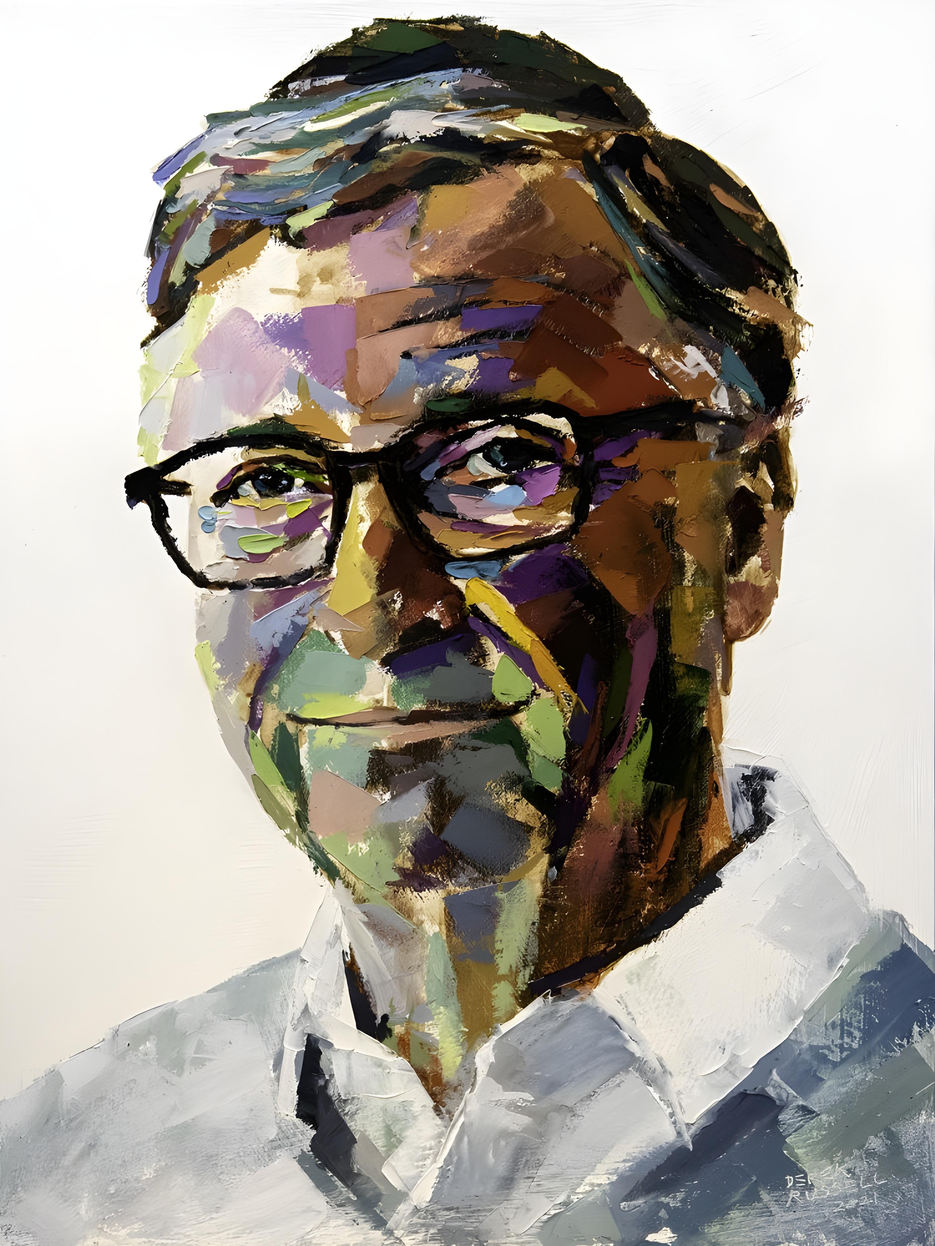 Vinyl Decal, Striking Entrepreneurial Visionary Portrait in Bold Contemporary Style, Original Artwor