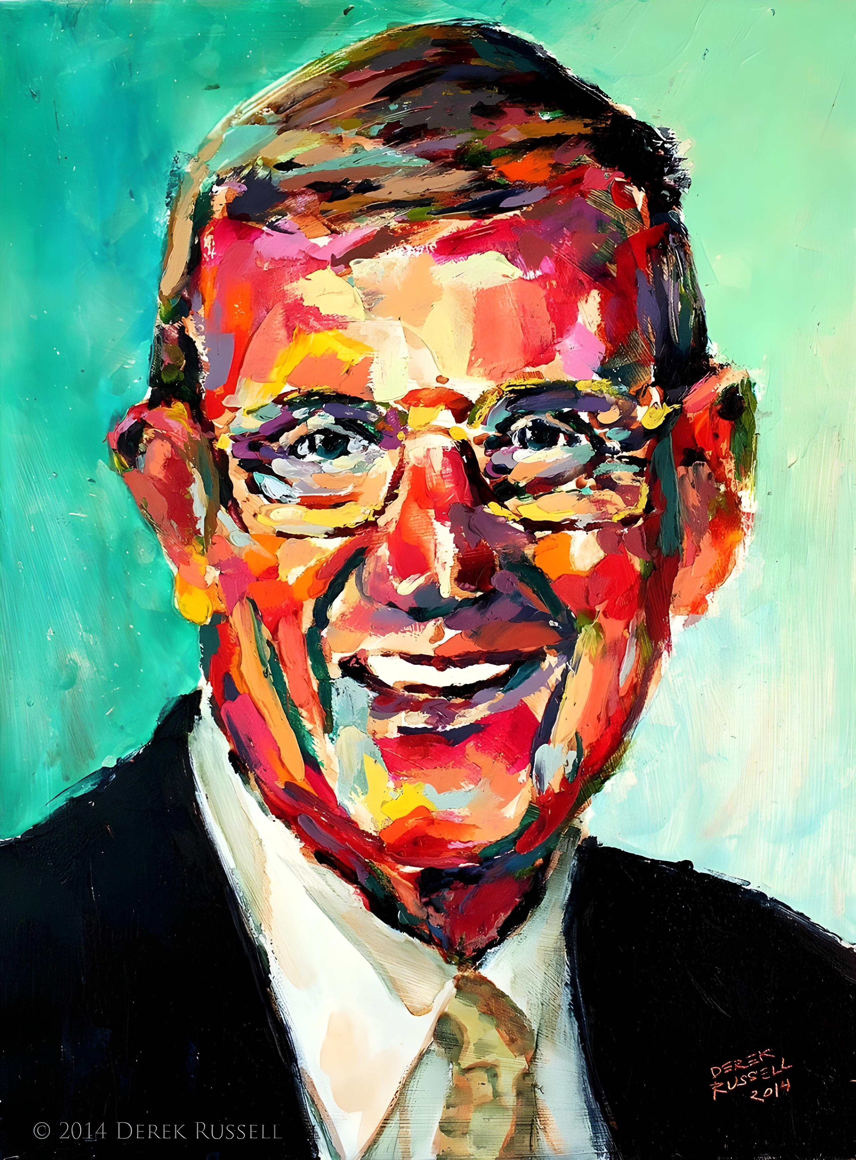 Vinyl Decal, Vibrant Impressionist Style Portrait Painting of a Distinguished Gentleman (5" x 7")