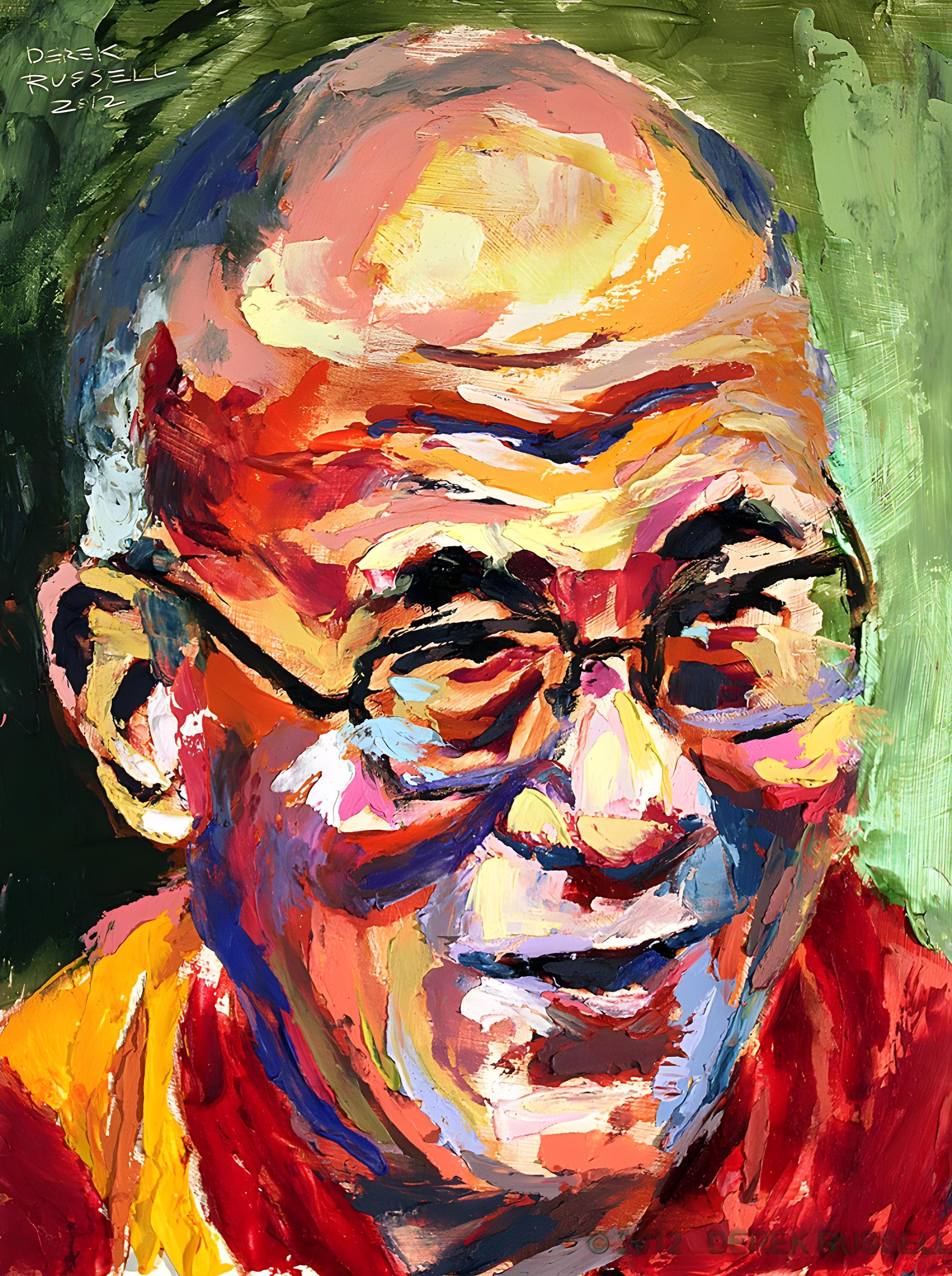 Vinyl Decal, Colorful Expressionist Portrait Painting, Original Artwork, Home Decor (5" x 7")