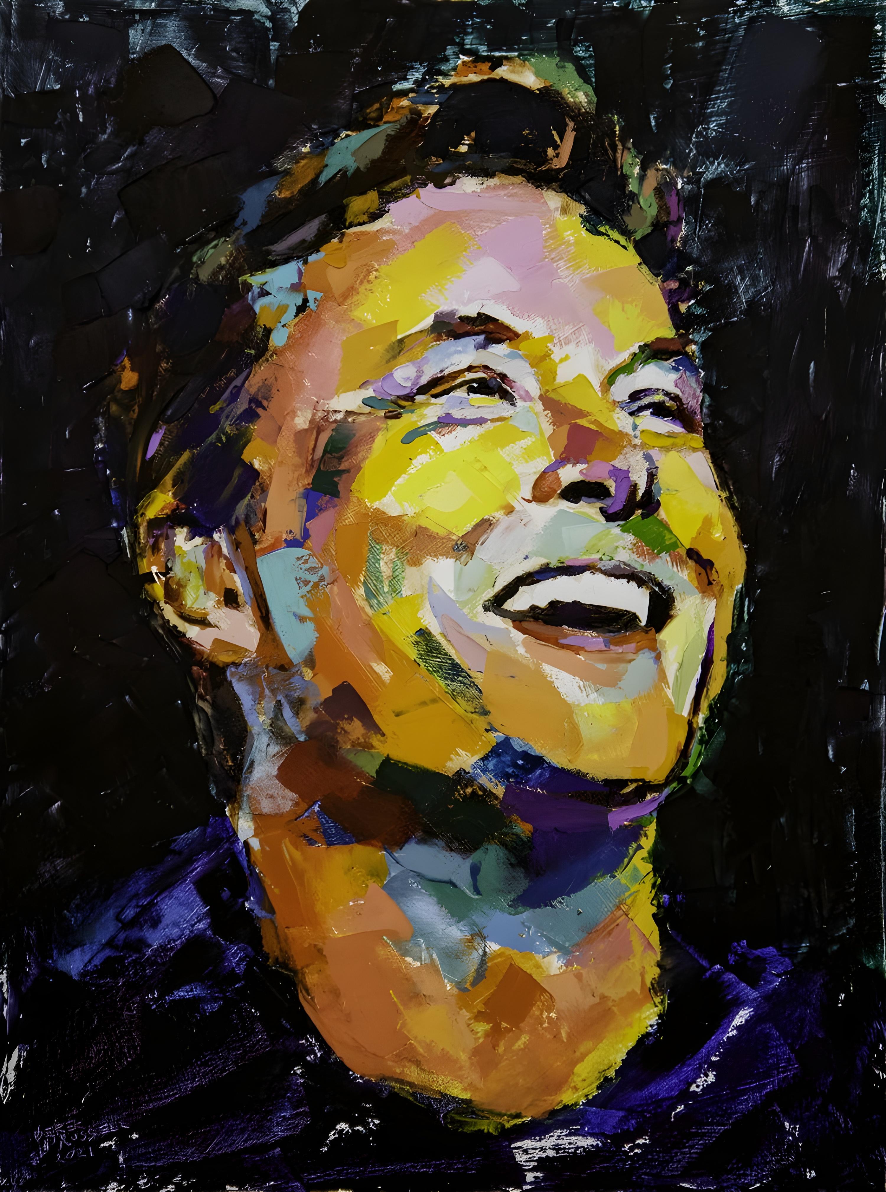 Vinyl Decal, Vibrant Palette Knife Portrait of a Visionary Entrepreneur - Original Hand-Painted Artw