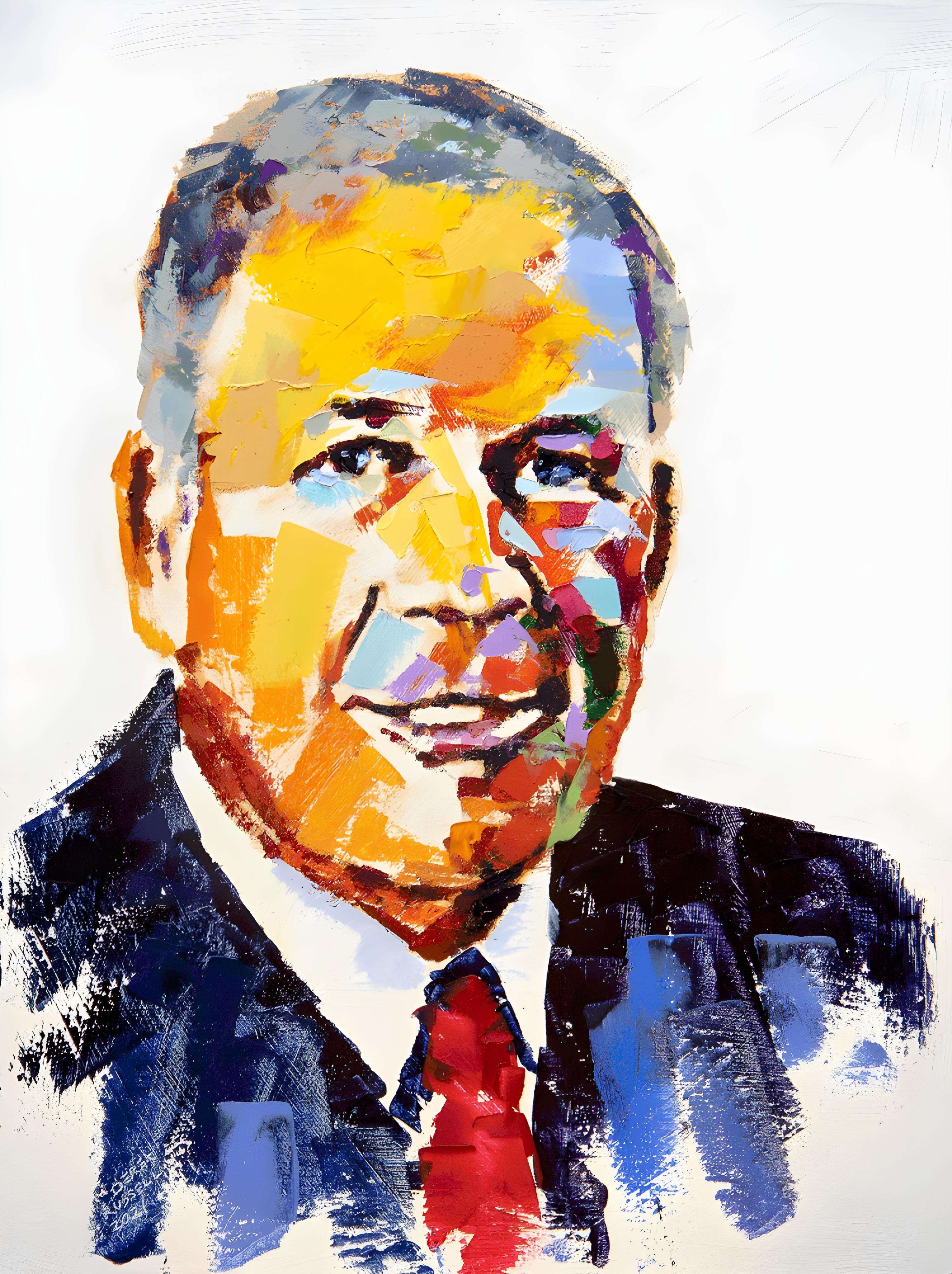 Vinyl Decal, Vibrant Hand-Painted Abstract Portrait Oil Painting on Canvas, Unique Wall Art for Home