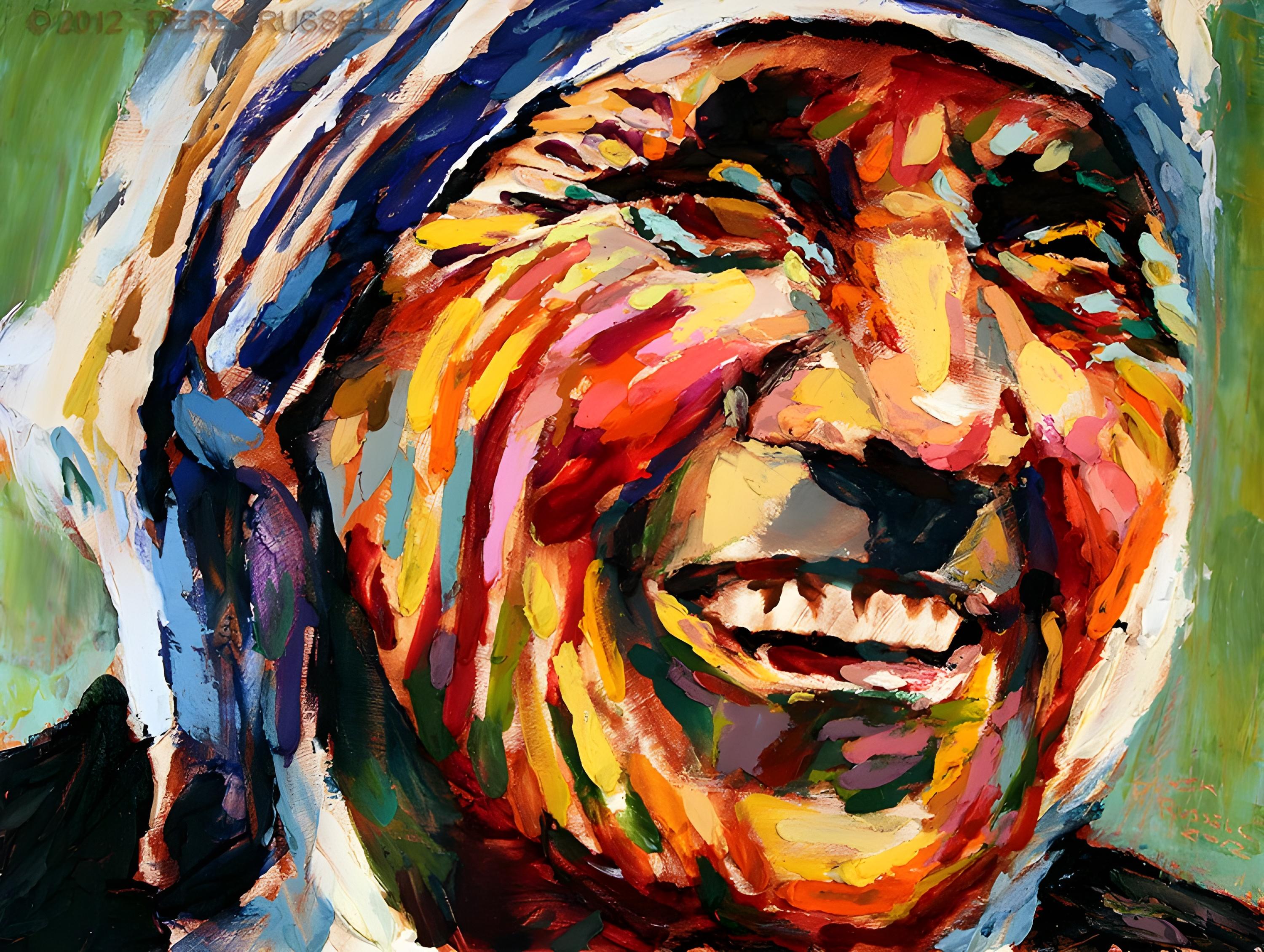 Vinyl Decal, Vibrant Expressionistic Portrait Artwork, Textured Brushstrokes, Colorful Wall Decor Pr