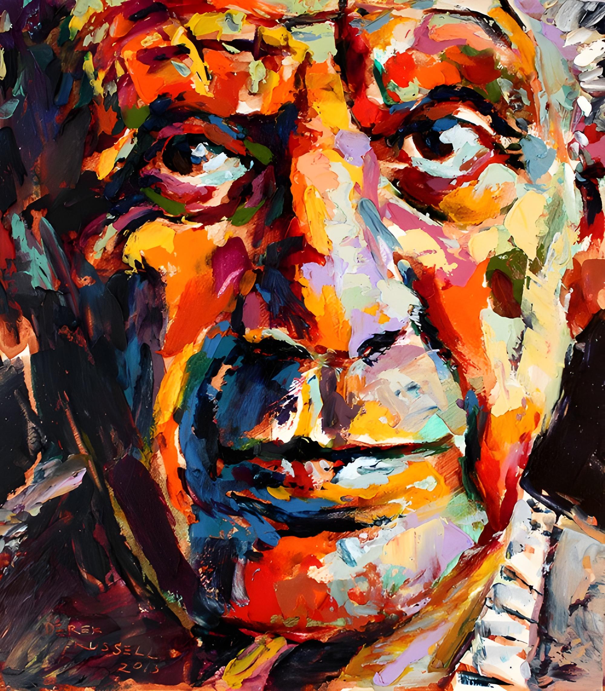 Vinyl Decal, Vibrant Expressionist Portrait Painting, Hand-Painted Original Artwork on Canvas, Color