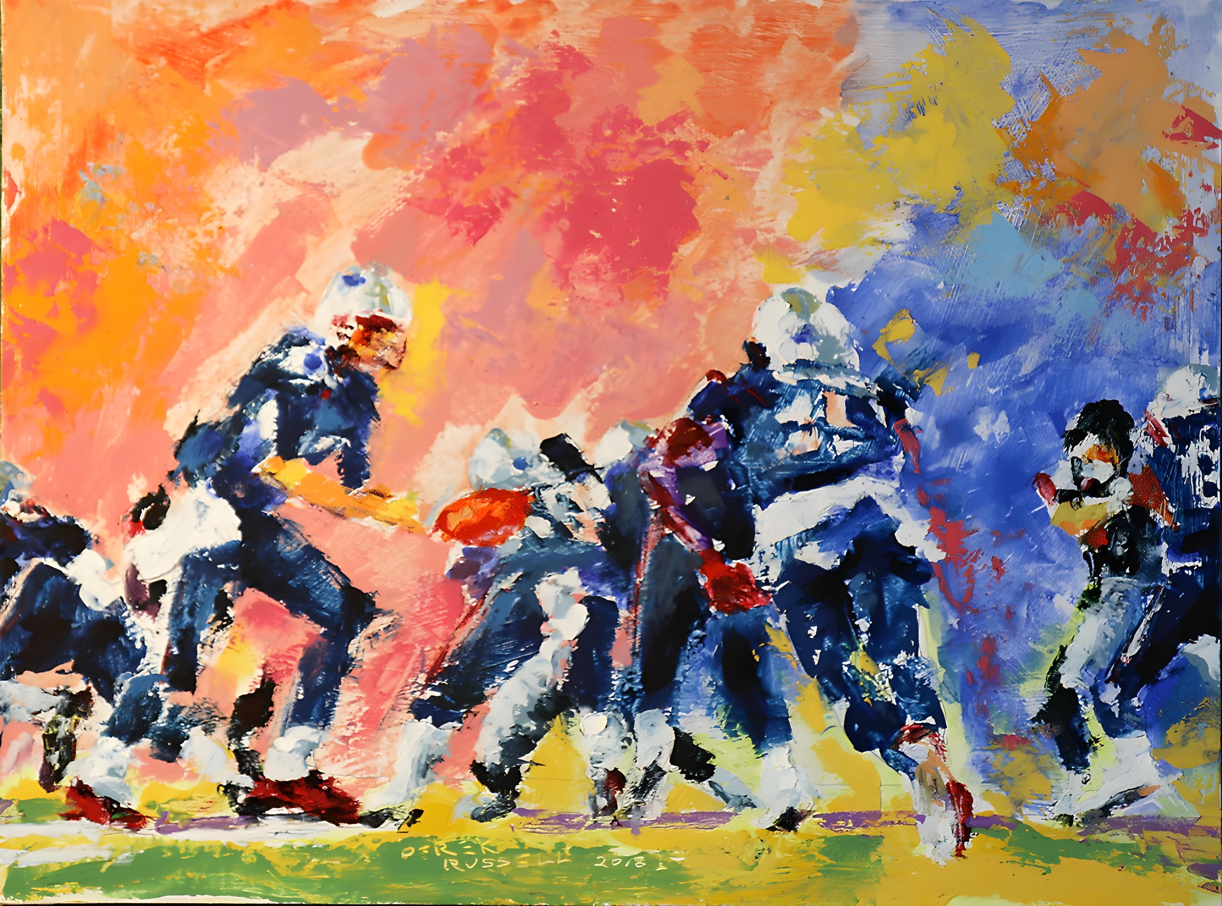 Vinyl Decal, Dynamic Sports Action Painting, Original Artwork by Derek Russell, Vibrant Colors, Athl
