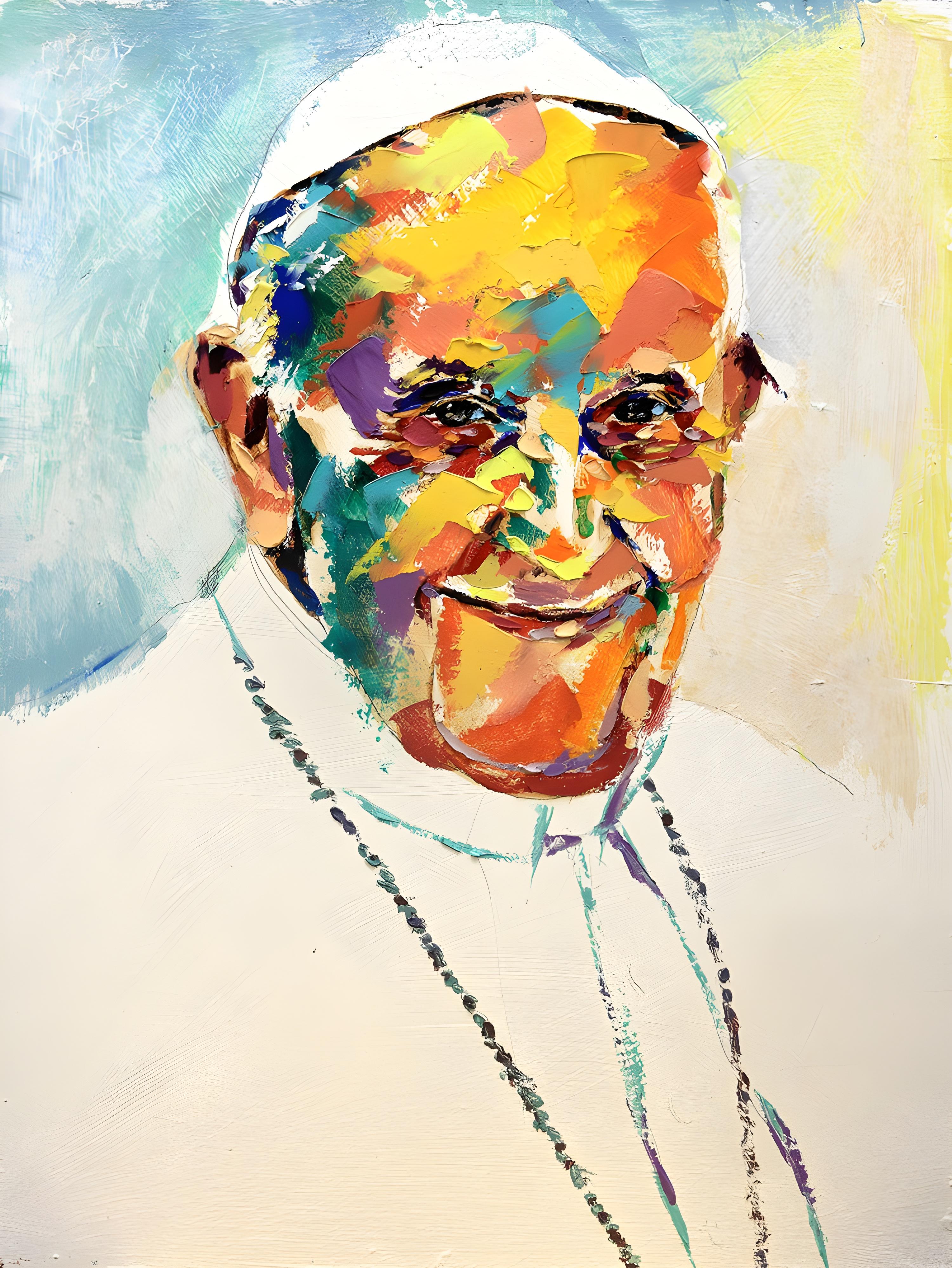 Vinyl Decal, Vibrant Contemporary Religious Figure Portrait Print on Quality Paper, Colorful Abstrac