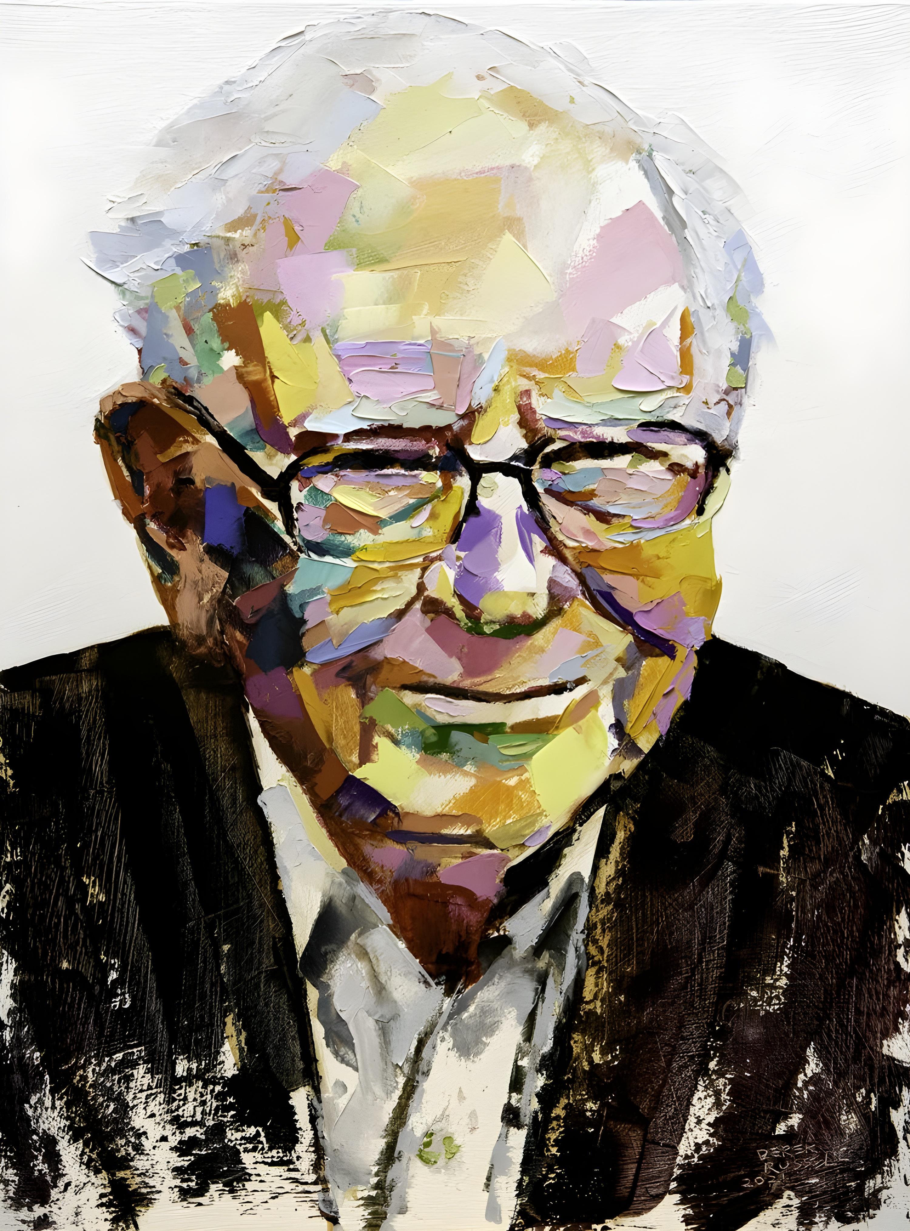 Vinyl Decal, Vibrant Artistic Impression of a Respected Financial Figure (5" x 7")