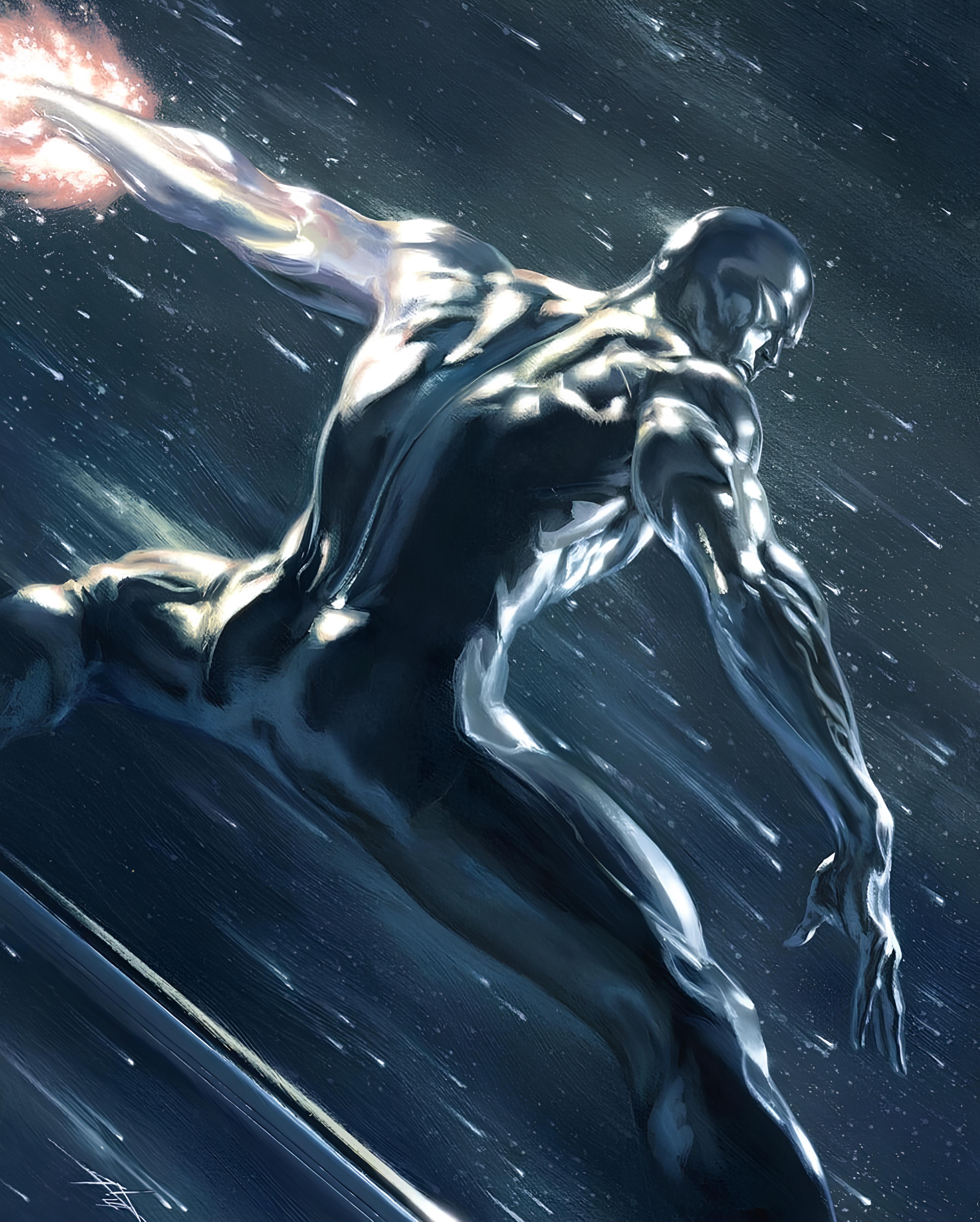 Vinyl Decal, Galactic Herald Figure, Cosmic Energy Wielder, Metallic Appearance, Celestial Voyager (