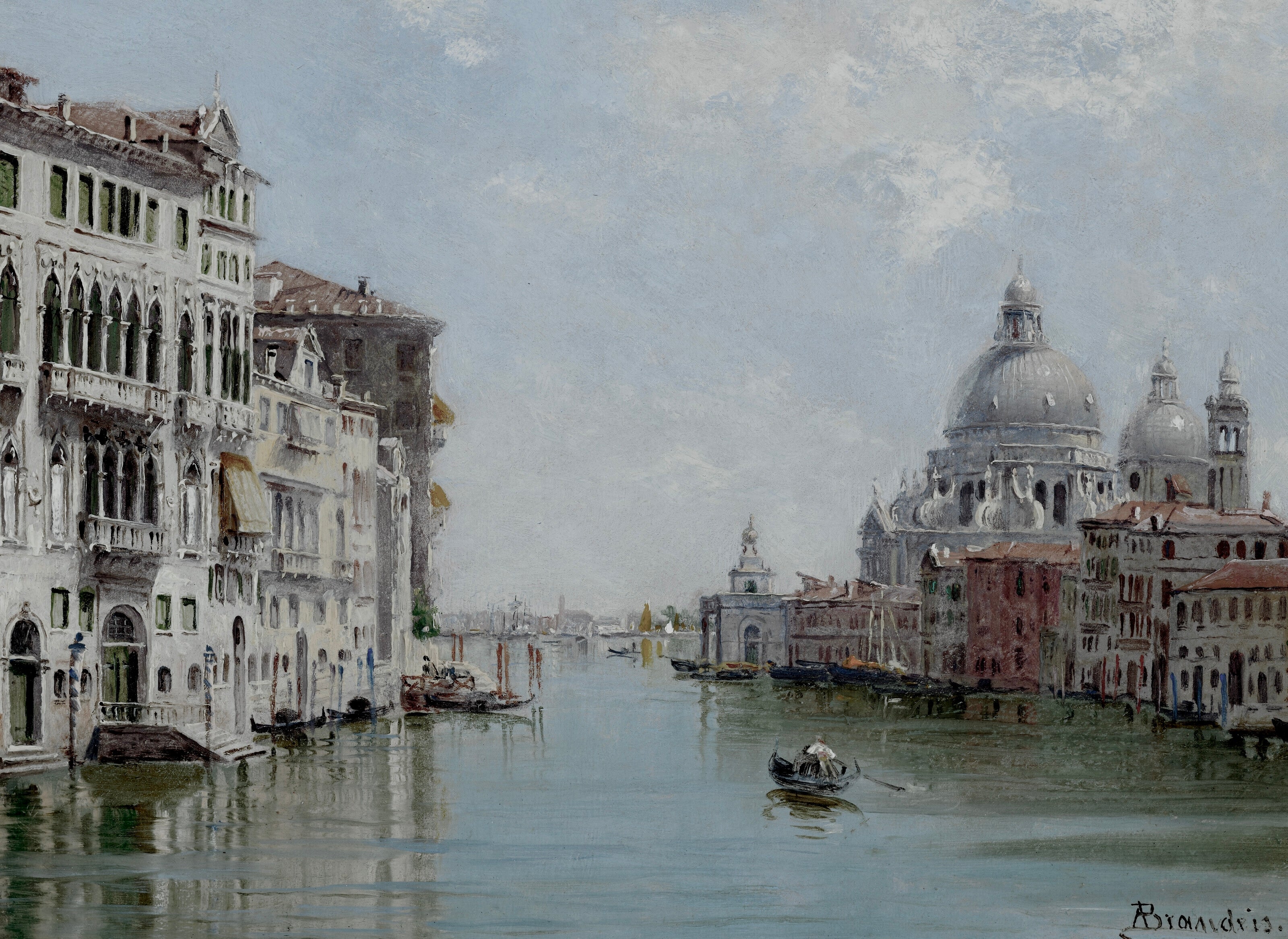Vinyl Decal, Classic European Waterway Artwork Print for Elegant Home Decor, Serene Historic Citysca