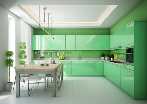 Vinyl Decal, Modern Minimalist Light Green Kitchen Design (5" x 7")