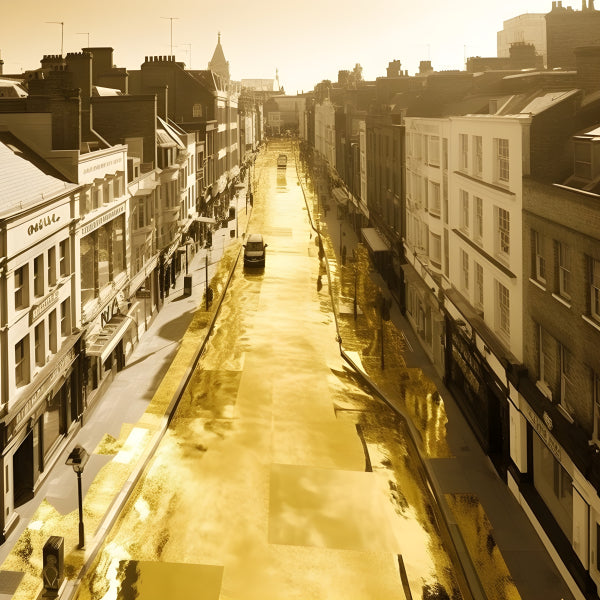 Vinyl Decal, Golden London Street Art Print (5" x 7")