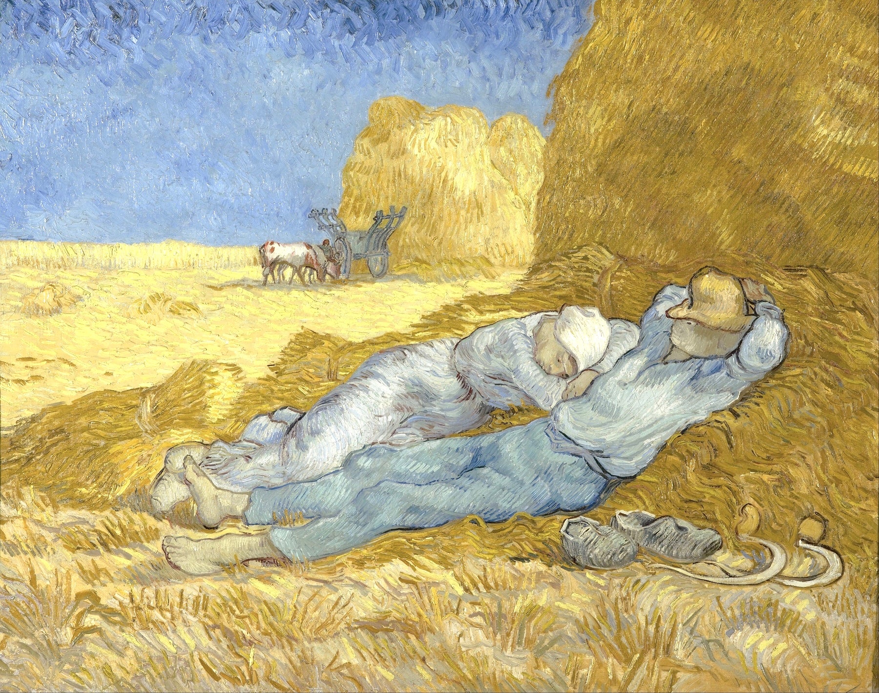 Vinyl Decal, Peaceful Afternoon Rest in the Fields - Rural Life Scene Wall Art Print for Home Decor
